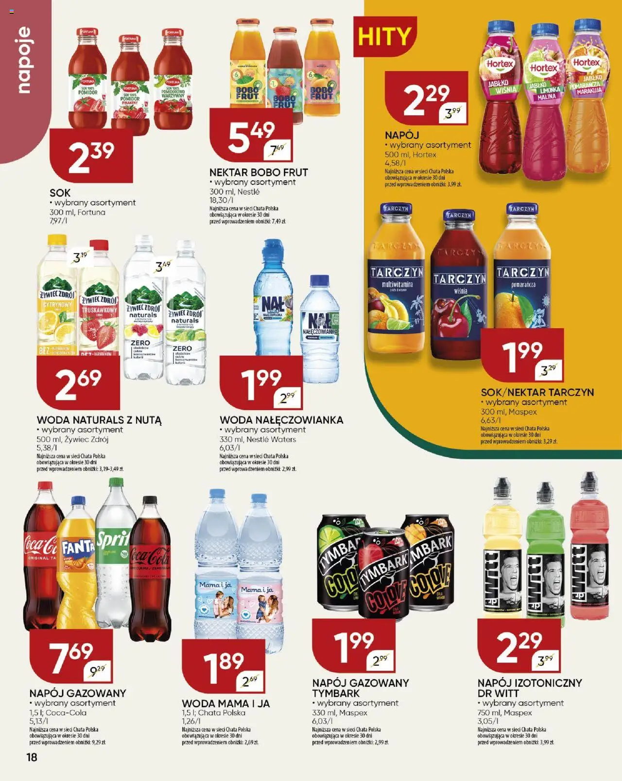 Chata Polska Gazetka od 31.07.2025 | Strona: 18 | Produkty: Limonka, Malina, Napoje, Sok