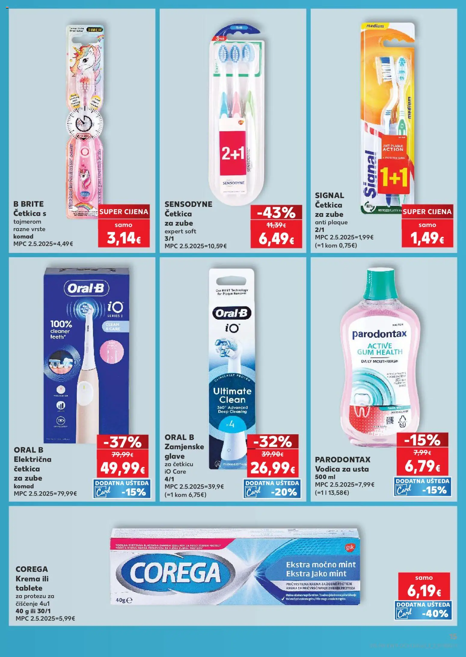 Kaufland katalog | vrijedi od 11.03.2026 | Stranica: 15 | Proizvodi: Četkica za zube, Vodica za usta, Sensodyne, Parodontax