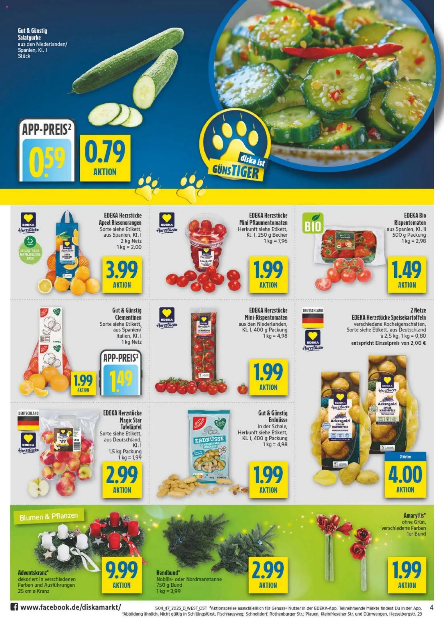 Diska - Diska Angebote Bayern KW47 – gültig ab 17.11.2025 | Seite: 4 | Produkte: Erdnüsse, Blumen, Kartoffeln