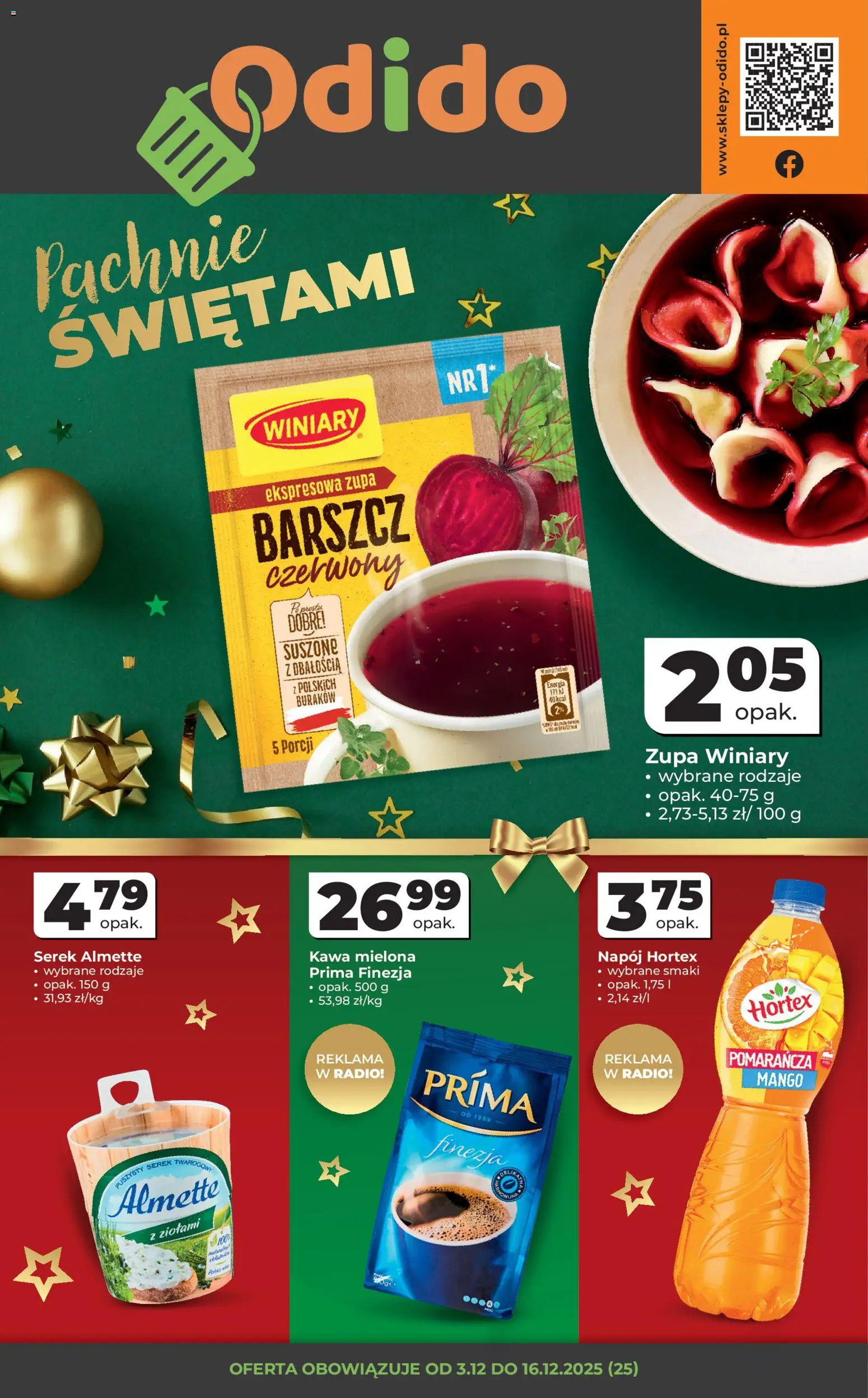 Odido Gazetka od 03.12.2025 | Strona: 1 | Produkty: Mango, Barszcz, Radio, Zupa