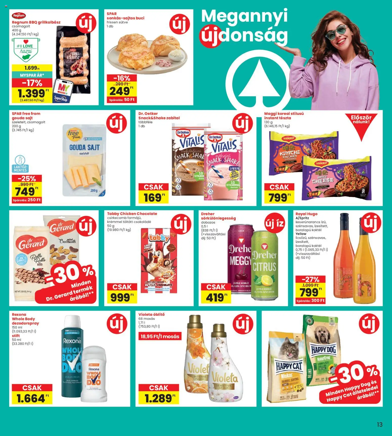 Interspar akciós ujság - amely érvényes a következő dátumtól: 16.04.2026 | Oldal: 13 | Termékek: Grillkolbász, Stift, Sajt, Tészta