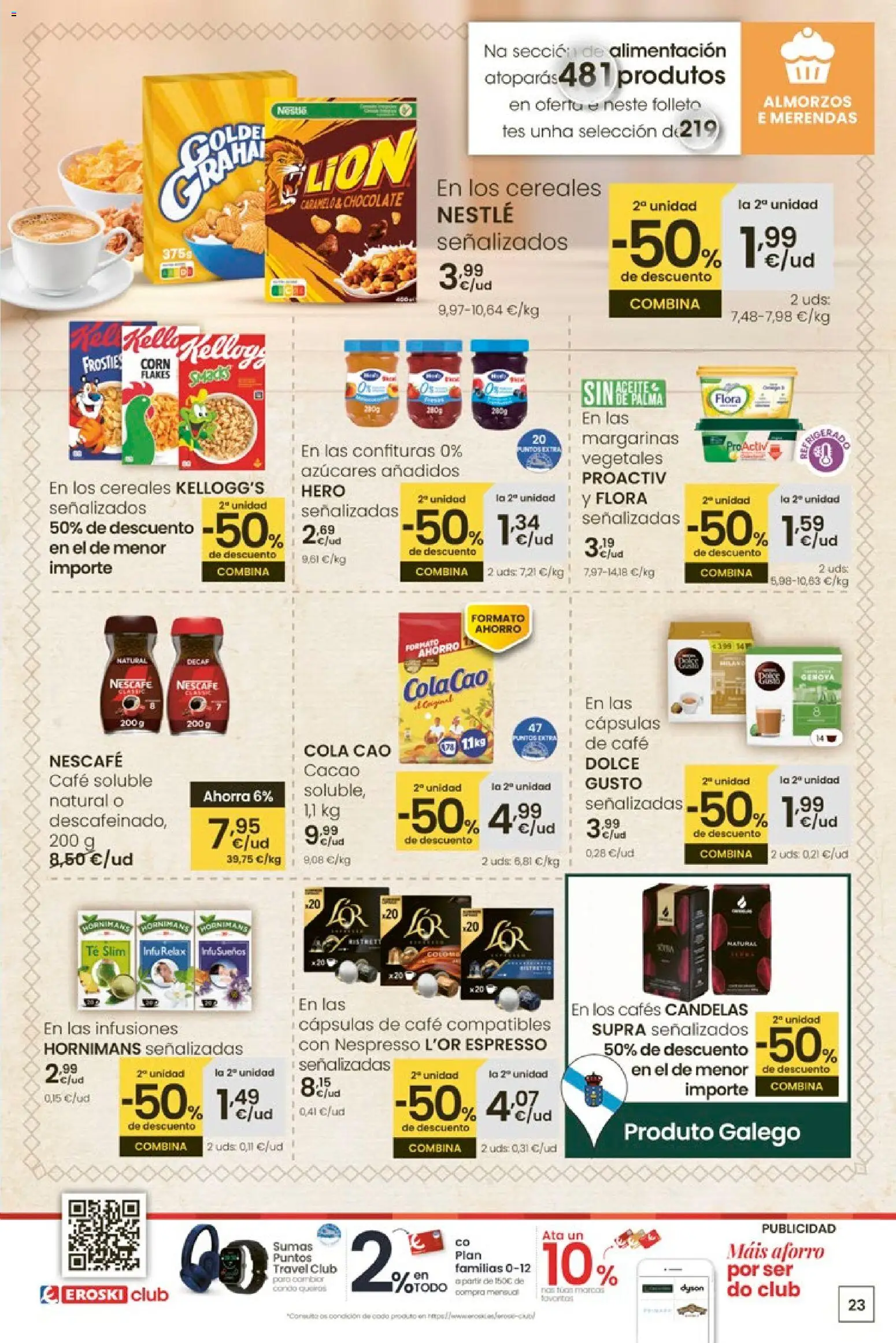 Eroski - Entroido do aforro │ válido desde el 29.01.2026 | Página: 23 | Productos: Cereales, Té, Μηχανή καφέ, Φρυγανιές σικάλεως