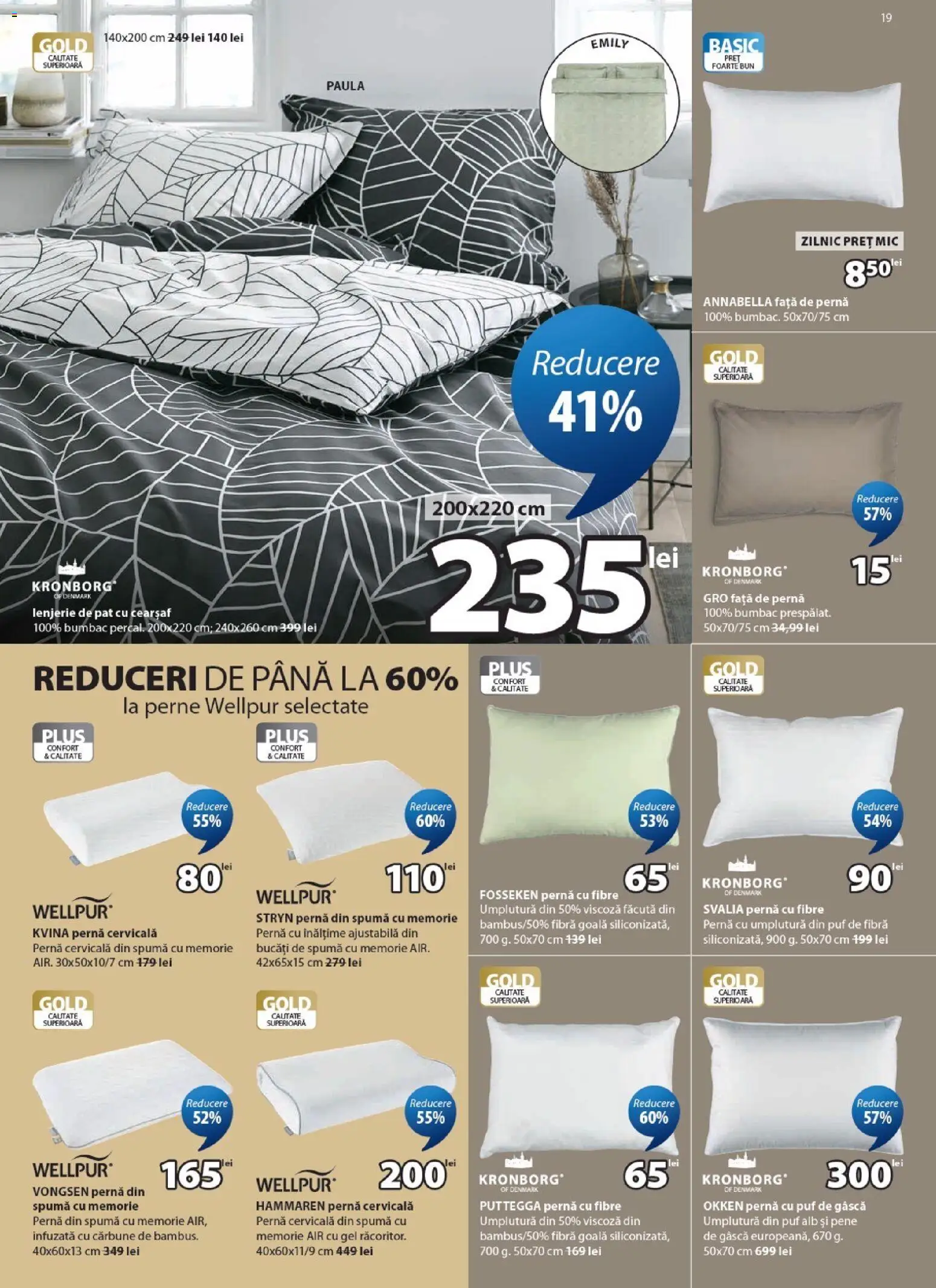 Noul catalog JYSK – valabil de la 24.04.2026 | Pagină: 19 | Produse: Memorie, Lenjerie de pat, Pernă, Față de pernă