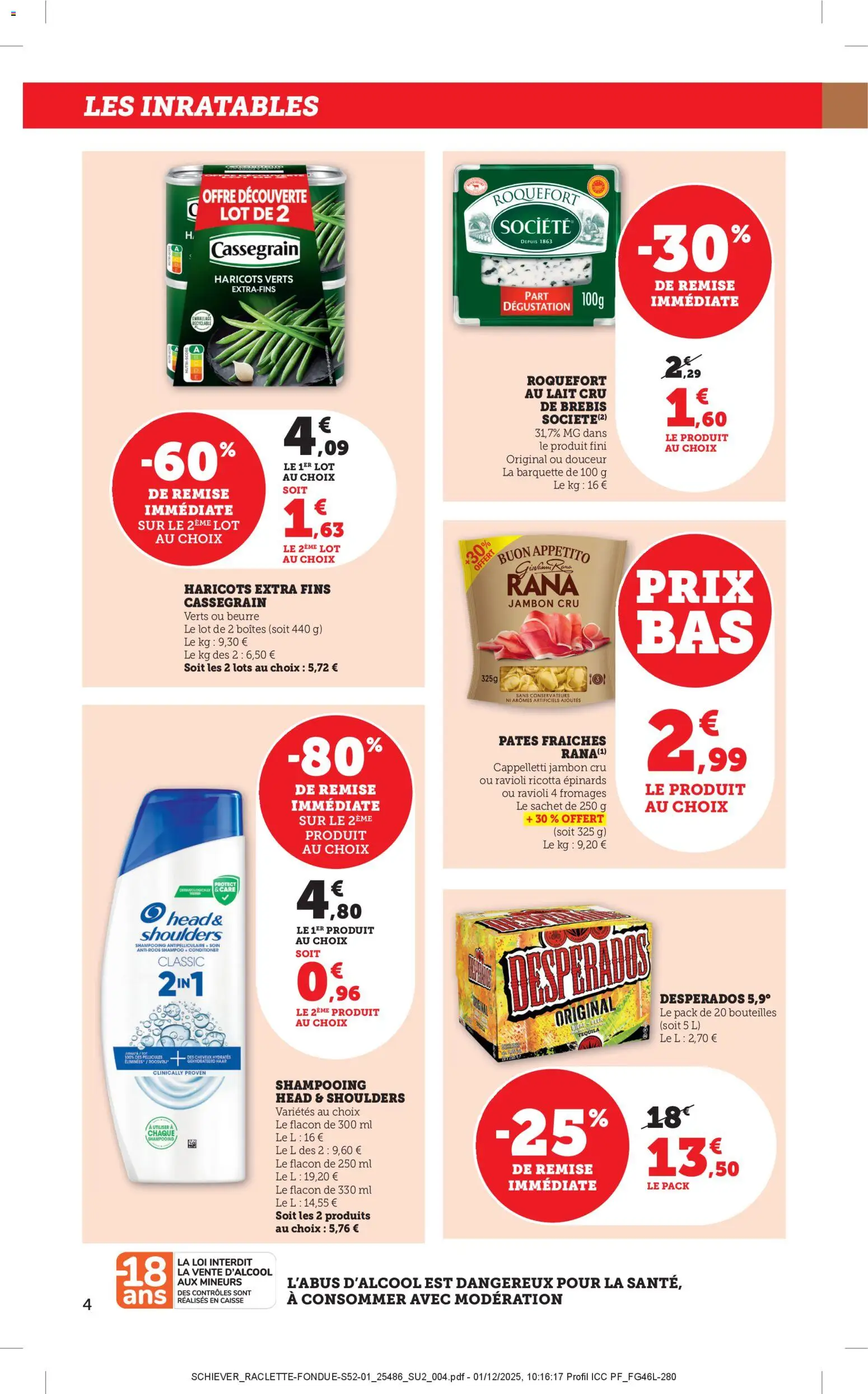 {H1} | Page: 4 | Produits: Desperados, Pâtes fraîches, Tequila, Lait