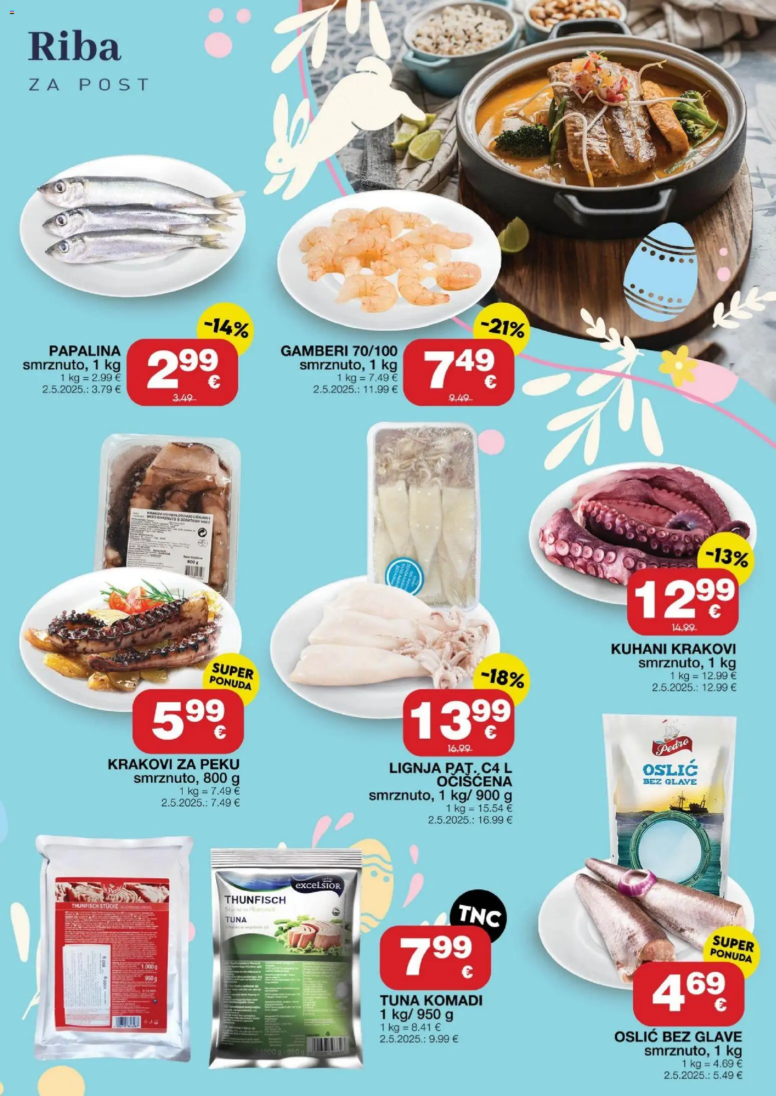Stanić Diskont katalog | vrijedi od 19.03.2026 | Stranica: 2 | Proizvodi: Gamberi, Riba, Oslić, Tuna