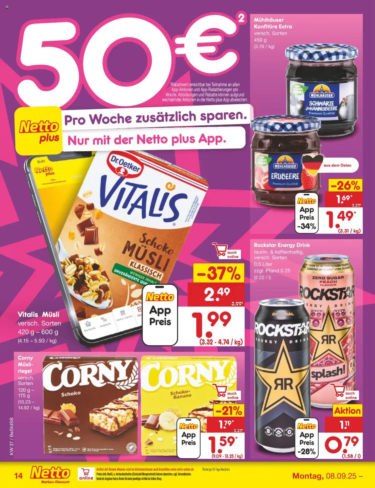 Netto Marken-Discount Prospekt 	 – gültig ab 08.09.2025 | Seite: 16 | Produkte: Musli, Rockstar energy, Energy, Rockstar