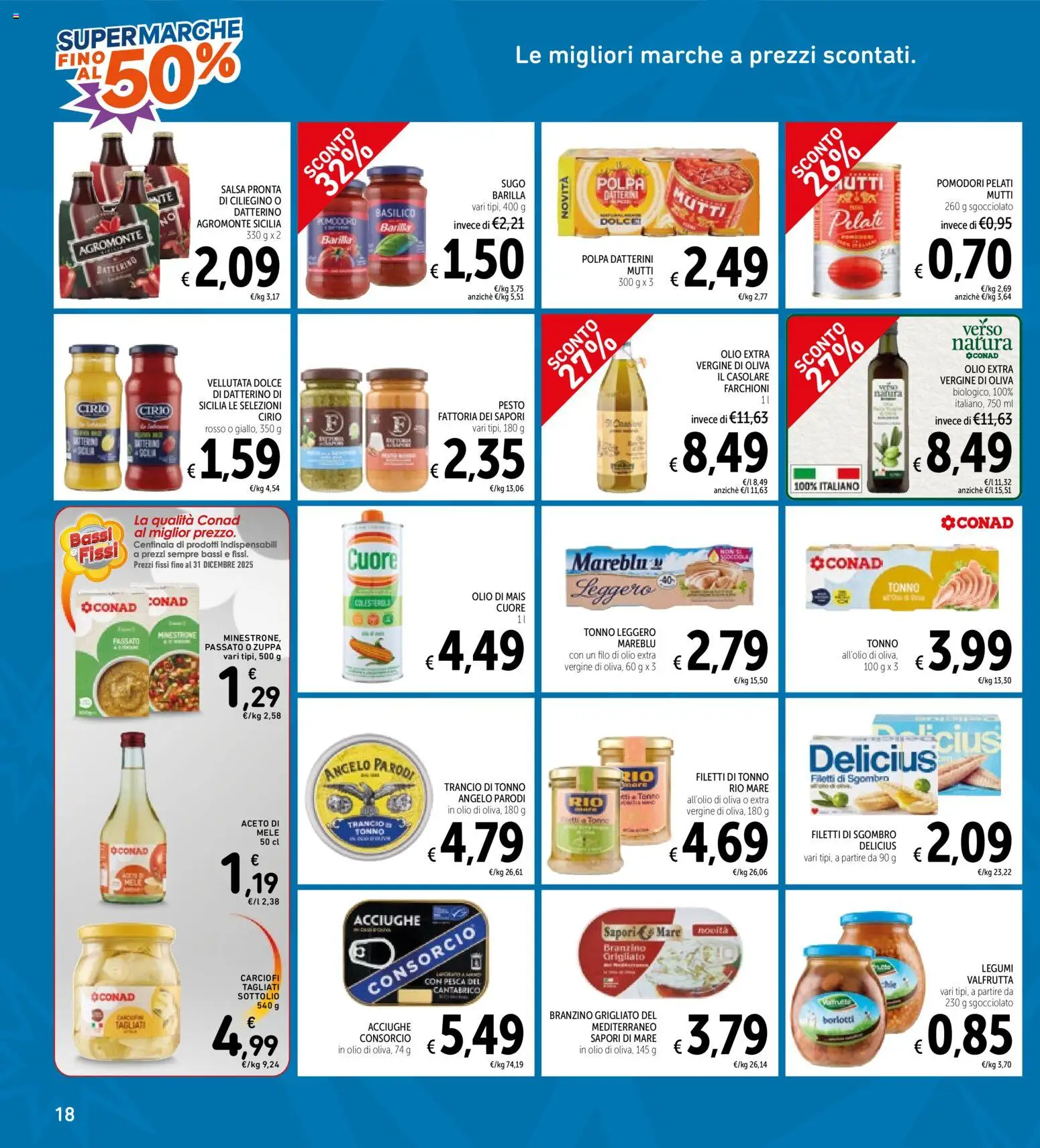 Volantino Spazio Conad del 28.10.2025 | Pagina: 18 | Prodotti: Salsa, Pomodori, Basilico, Sgombro