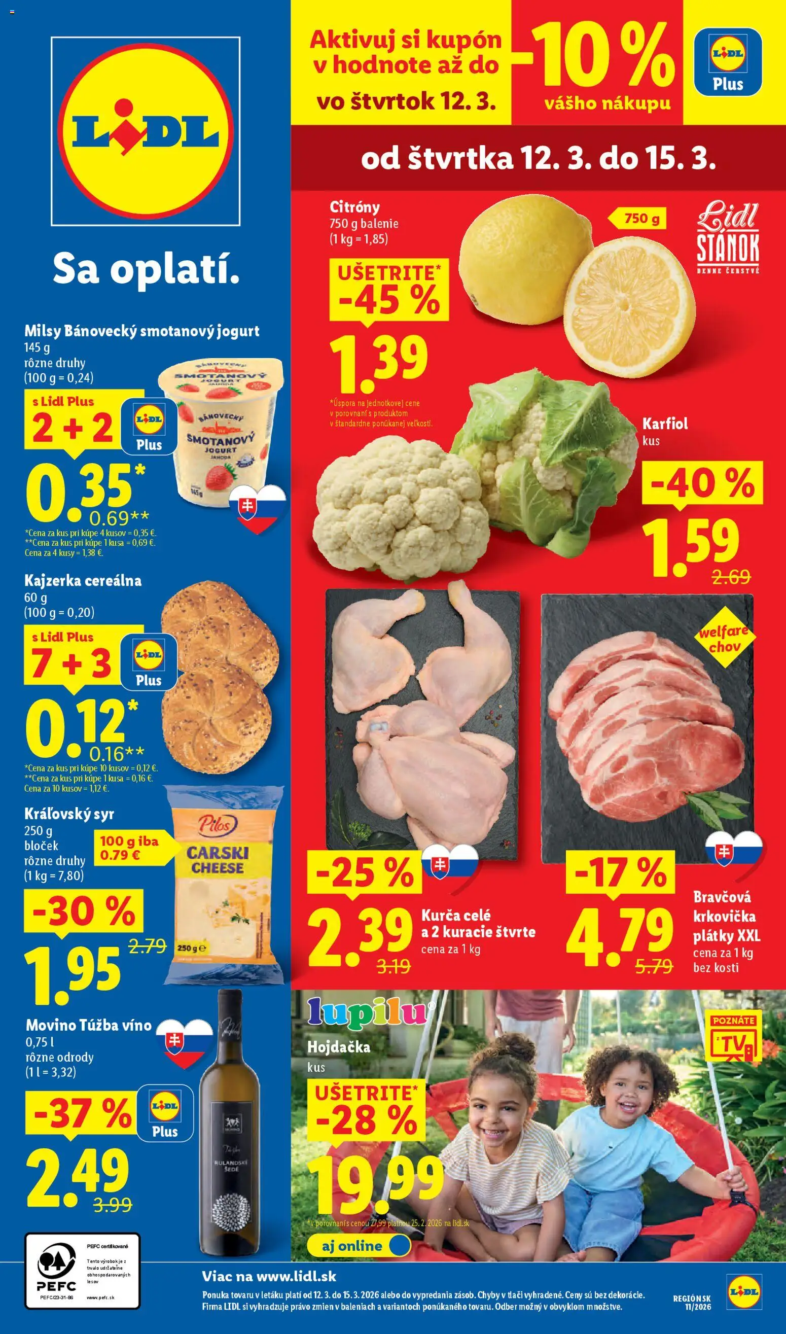 Nové Lidl akcie – leták je platný od 09.03.2026 | Strana: 53 | Produkty: Hojdačka, Víno, Bravčová krkovička, Citróny