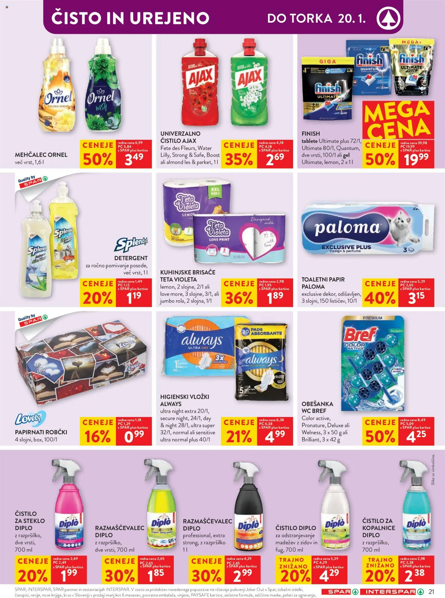 Novi Spar katalog ponudbe – veljaven od 14.01.2026 | Stran: 27 | Izdelki: Toaletni papir, Vložki, Robčki, Detergent