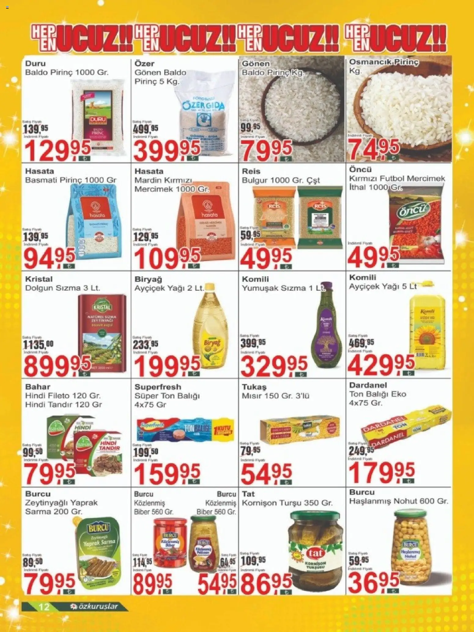 Özkuruşlar Katalog - 17.03.2026 tarihinden itibaren geçerlidir | Sayfa: 12 | Ürünler: Ravioli, Pirinç, Biber, Mısır