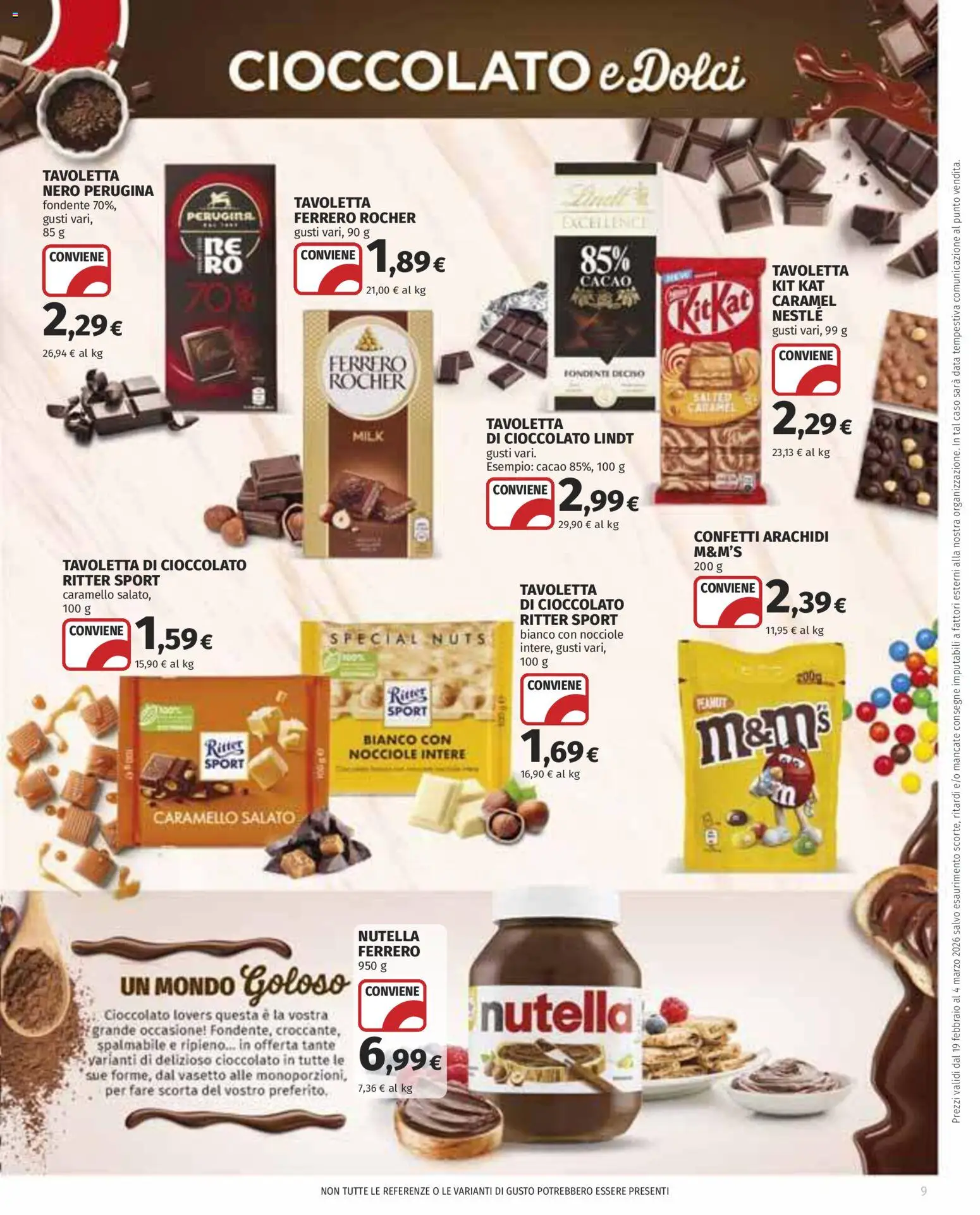 Volantino COOP del 19.02.2026 | Pagina: 9 | Prodotti: Cioccolato, Nutella, Data, Arachidi