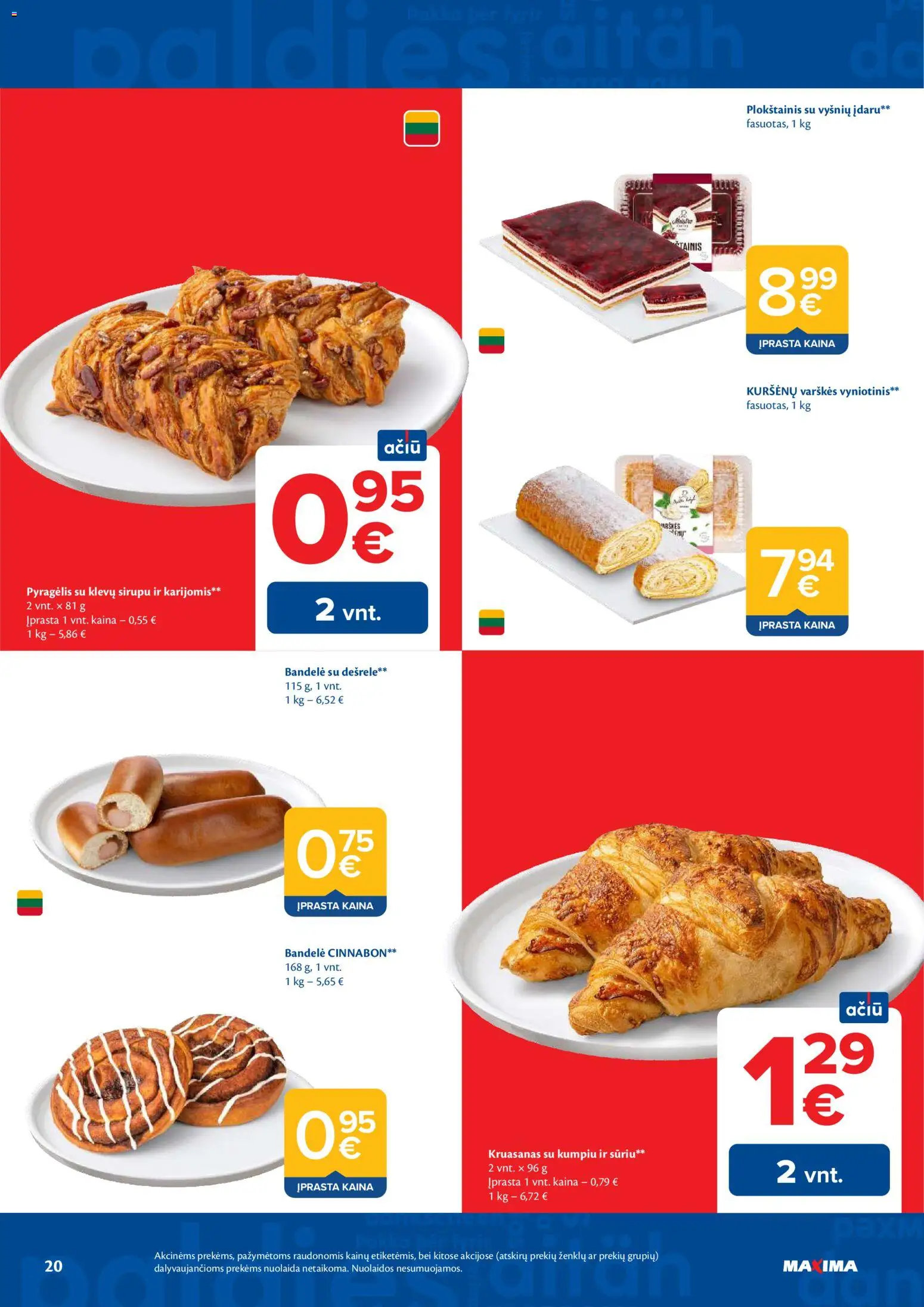MAXIMA akcijos nuo 21.04.2026 | Puslapis: 20 | Prekių: Bandelė, Plokštainis