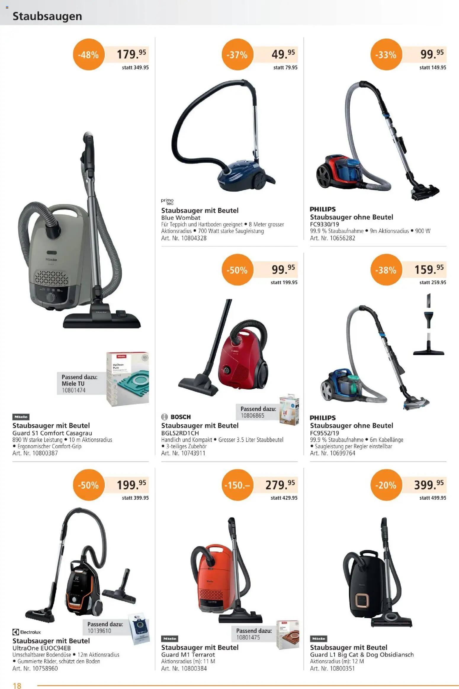 Fust Aktionen – gültig ab 26.01.2026 | Seite: 18 | Produkte: Staubsauger, Miele, Bosch, Philips