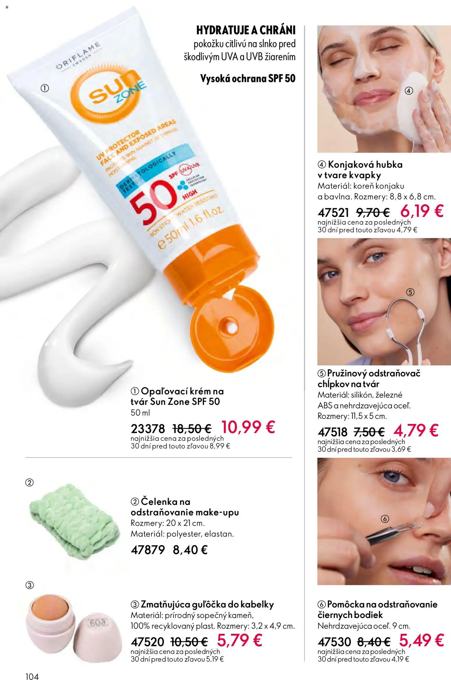 Nové Oriflame akcie – leták je platný od 24.12.2025 | Strana: 104 | Produkty: Hubka, Opaľovací krém, Krém