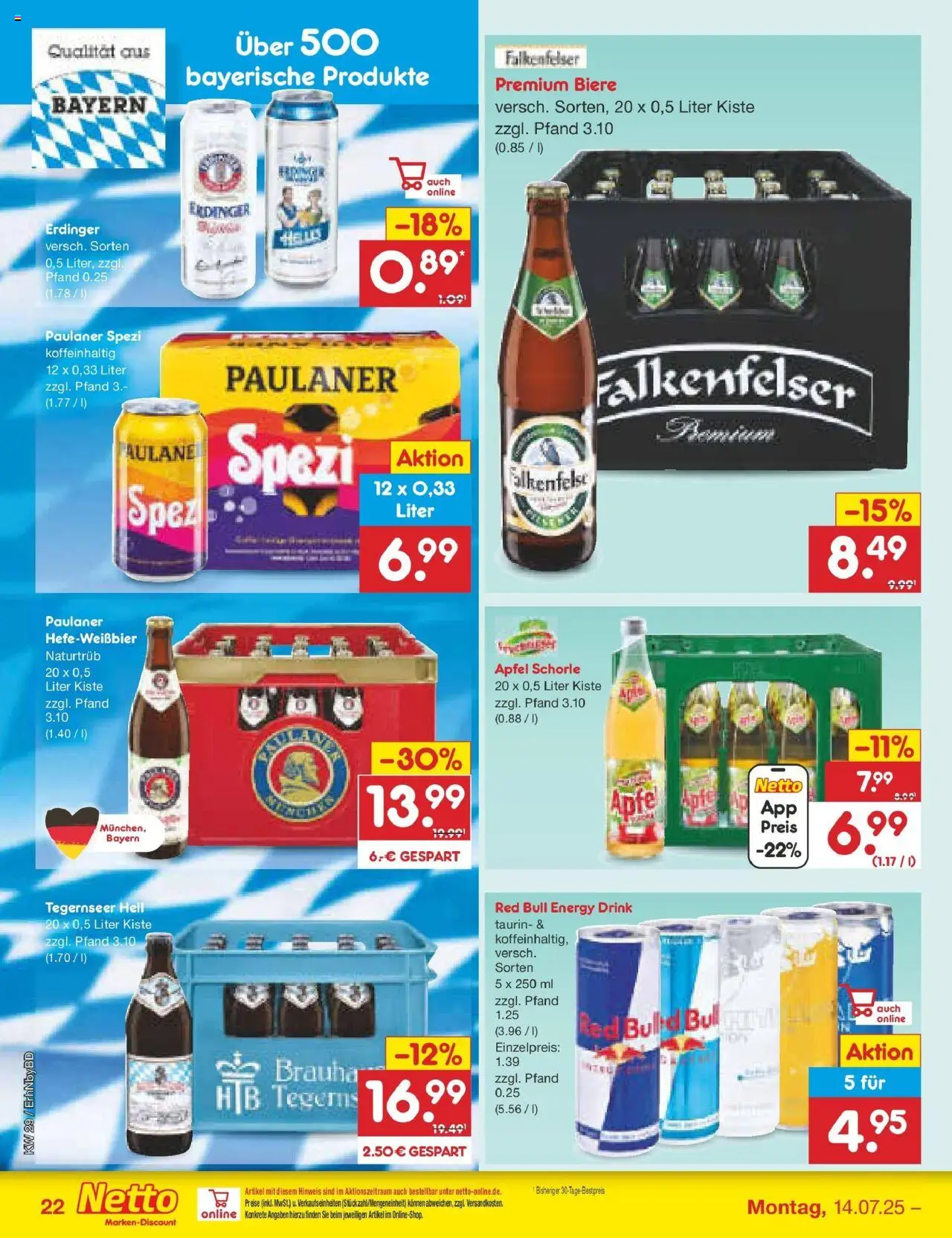 Netto Marken-Discount prospekt Ergolding	 - gültig ab dem 13.07.2025 | Seite: 32 | Produkte: Red bull, Paulaner spezi, Äpfel, Paulaner