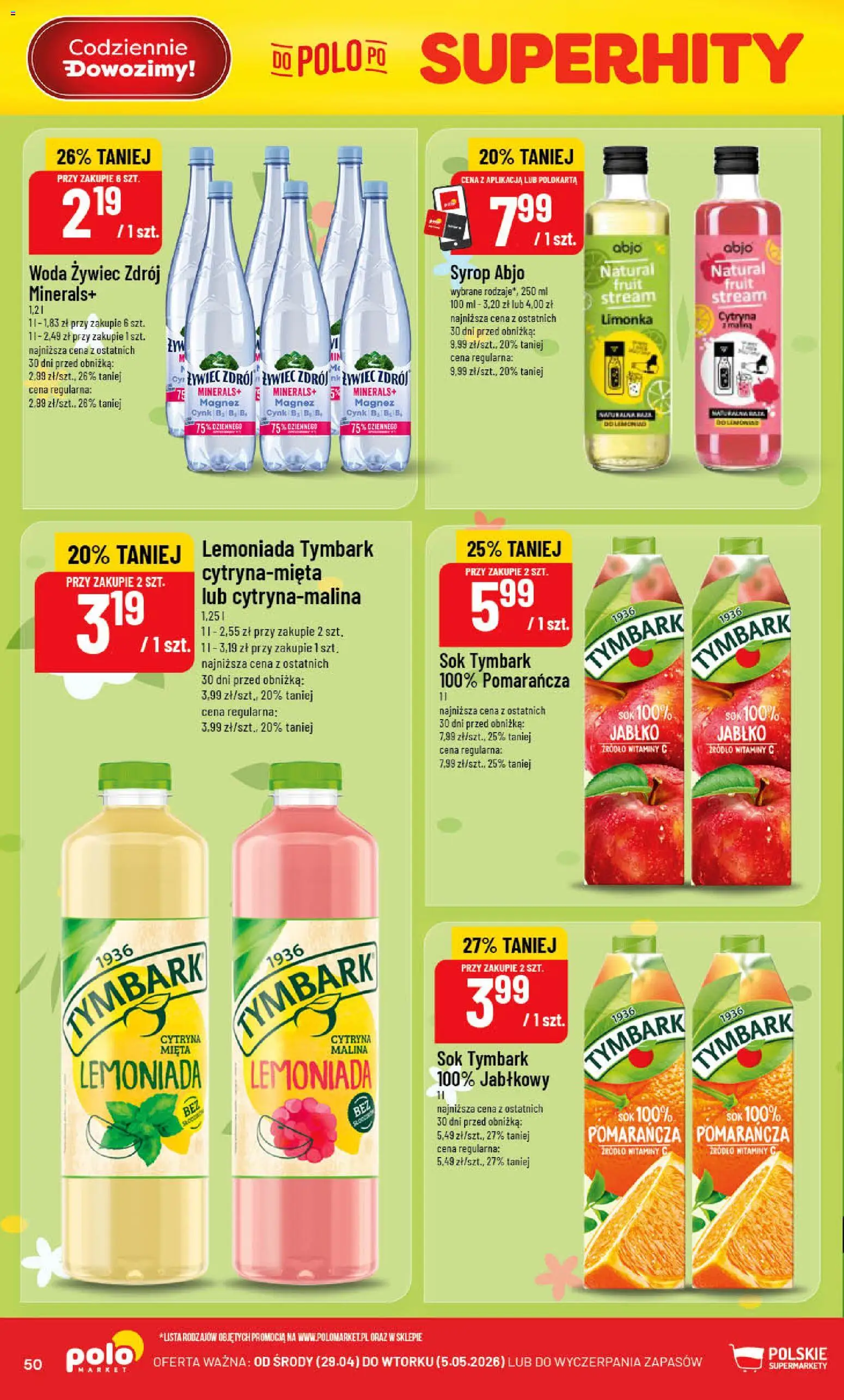 POLOmarket gazetka od 29.04.2026 | Strona: 50 | Produkty: Cytryna, Limonka, Woda żywiec, Woda