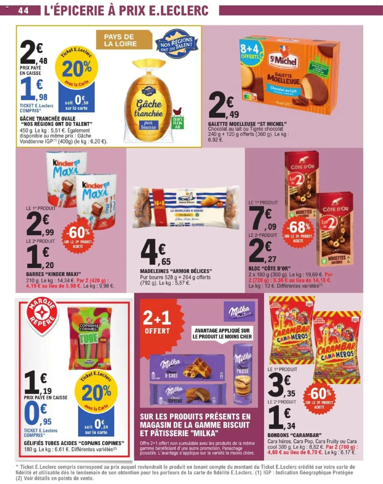  | Page: 44 | Produits: Kinder maxi, Lait, Beurre, Bonbons