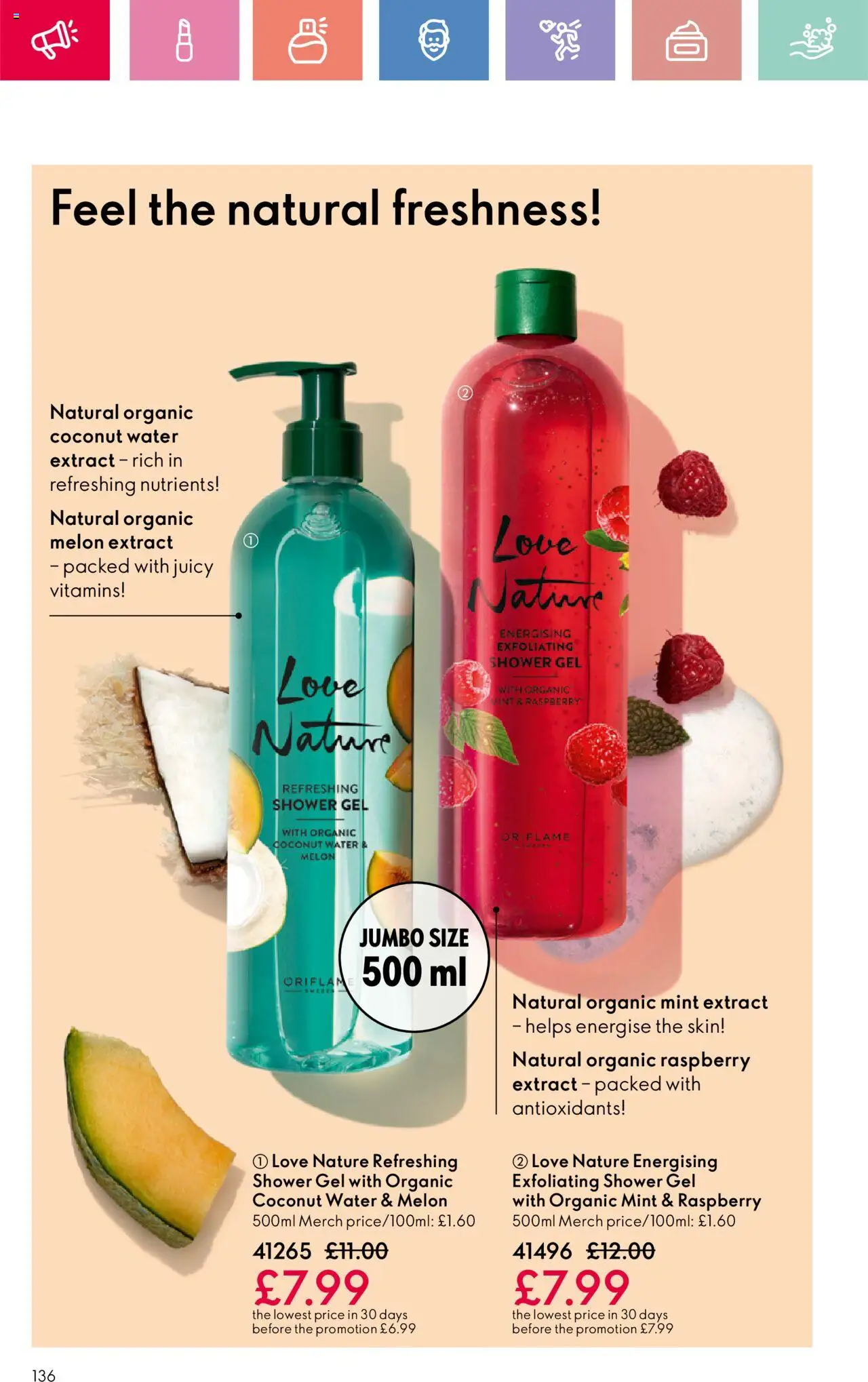  | Page: 136 | Products: Shower, Shower gel, Mint, Raspberry