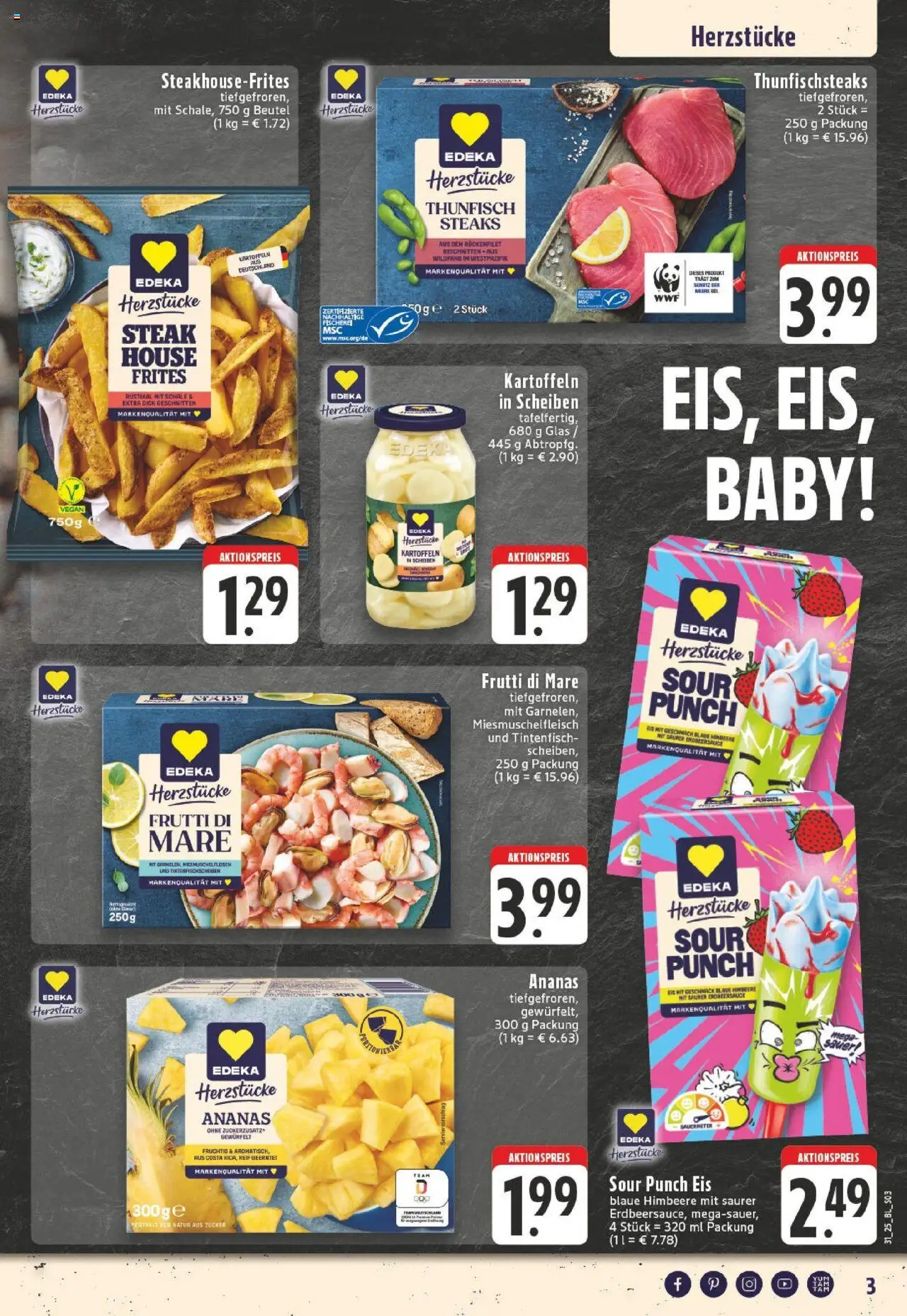Edeka prospekt Frechen	 - gültig ab dem 27.07.2025 | Seite: 3 | Produkte: Thunfisch, Kartoffeln, Steak, Eis