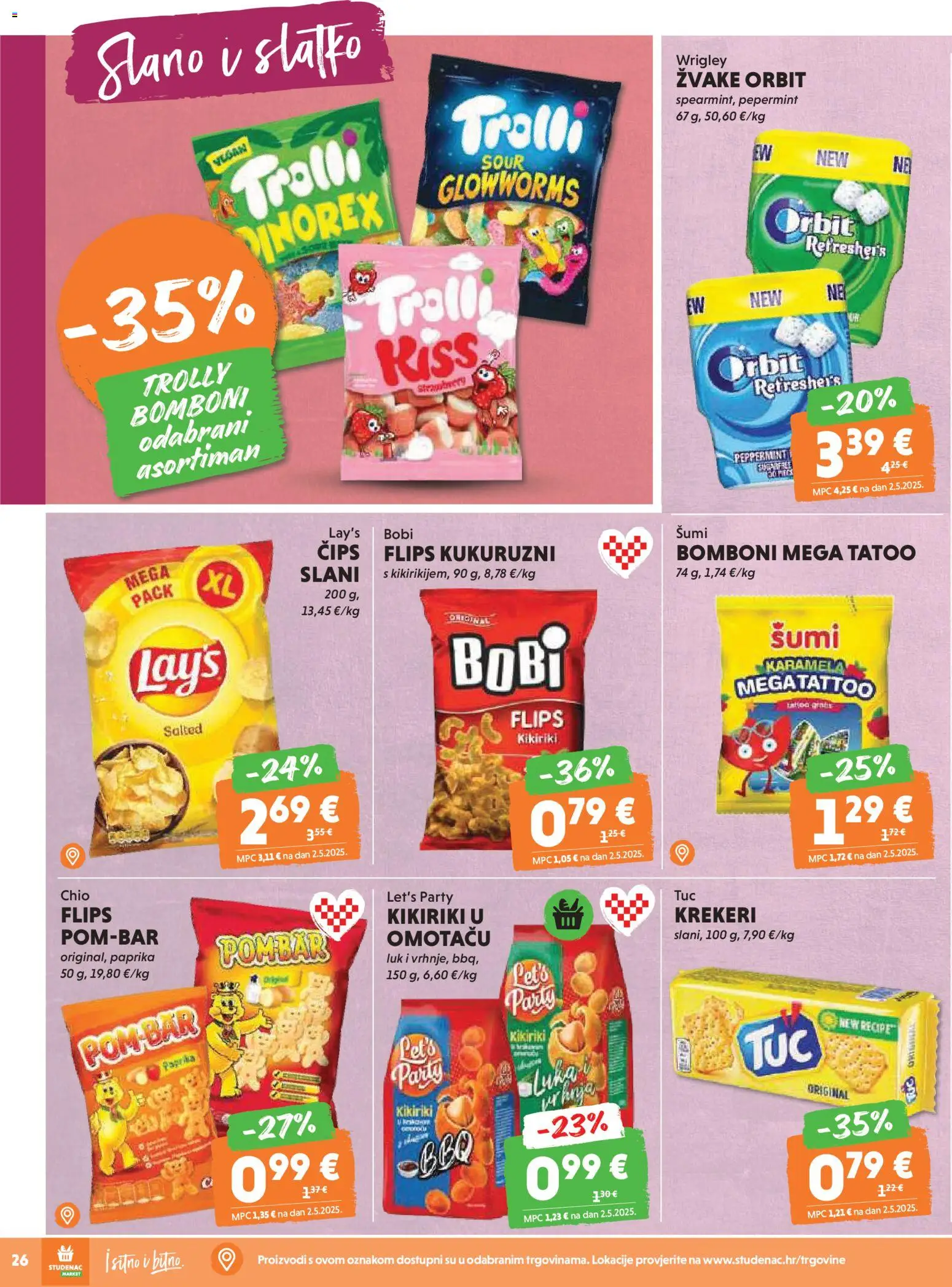 Studenac katalog | vrijedi od 19.11.2025 | Stranica: 24 | Proizvodi: Flips, Bomboni, Kikiriki, Luk