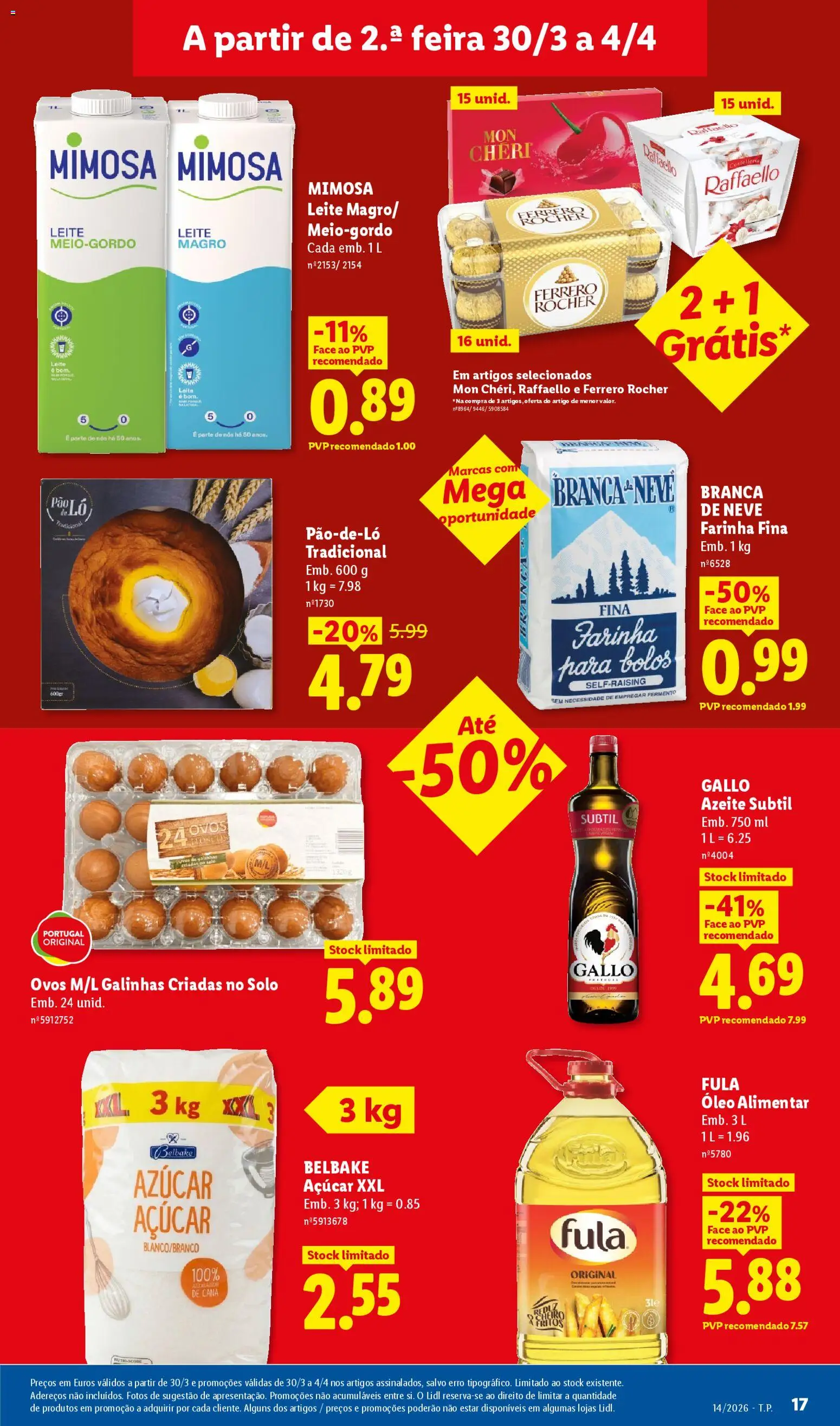 Lidl folheto │ válido de 30.03.2026 | Página: 17 | Produtos: Ovos, Óleo, Pão, Açúcar