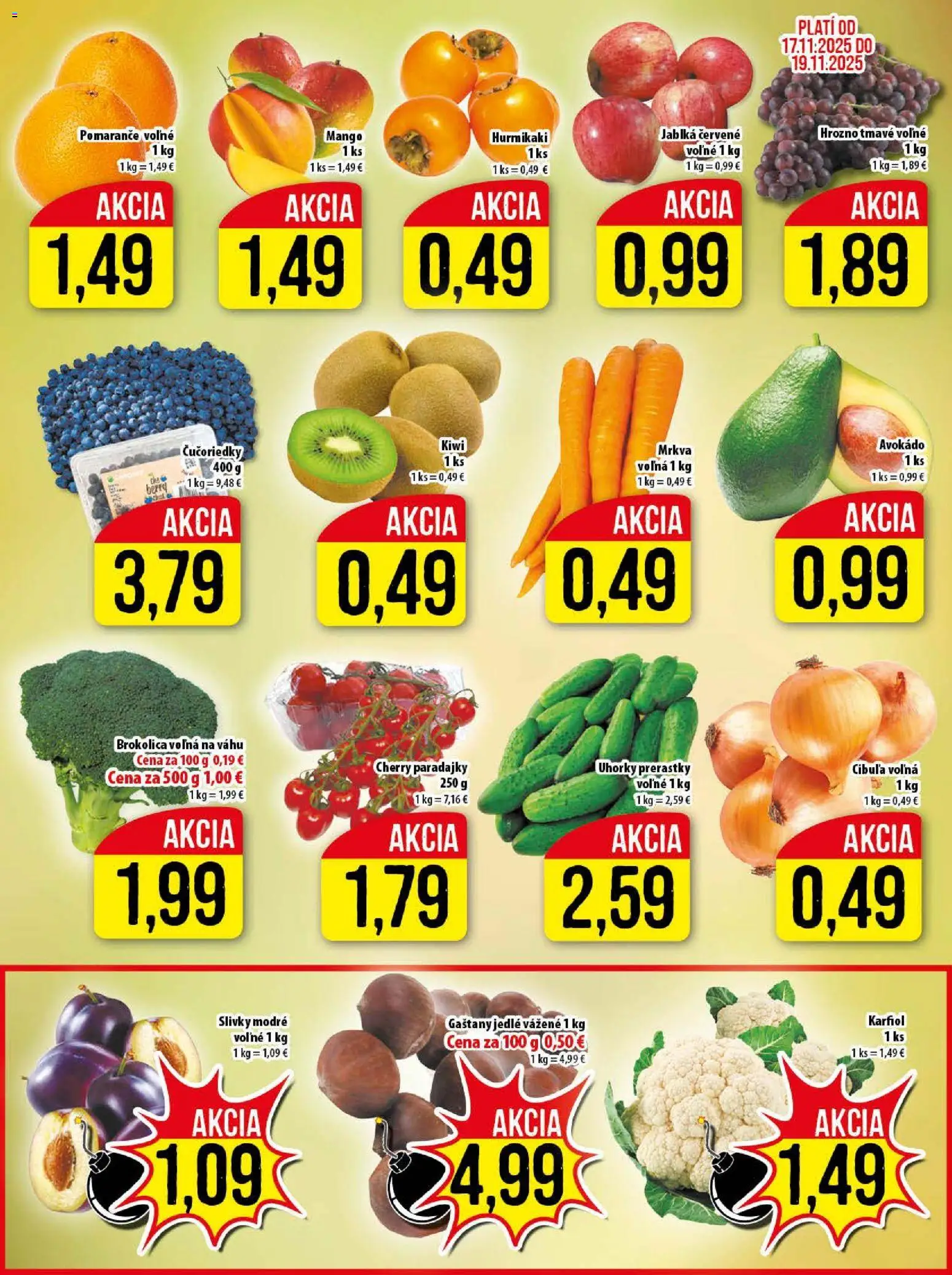 Nové Klas akcie – leták je platný od 17.11.2025 | Strana: 6 | Produkty: Pomaranče, Kiwi, Mrkva, Cherry paradajky