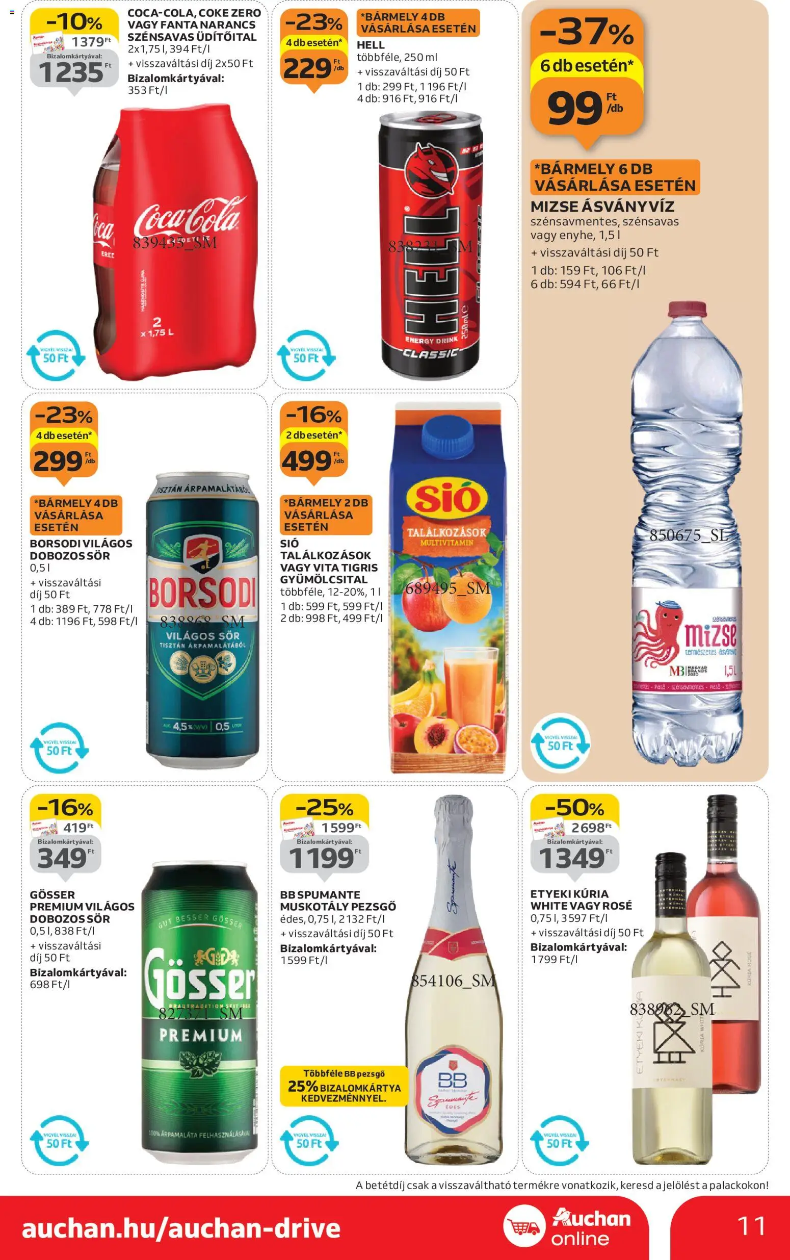 Auchan akciós ujság - amely érvényes a következő dátumtól: 13.11.2025 | Oldal: 11 | Termékek: Gösser, Bb pezsgő, Ásványvíz, Sör