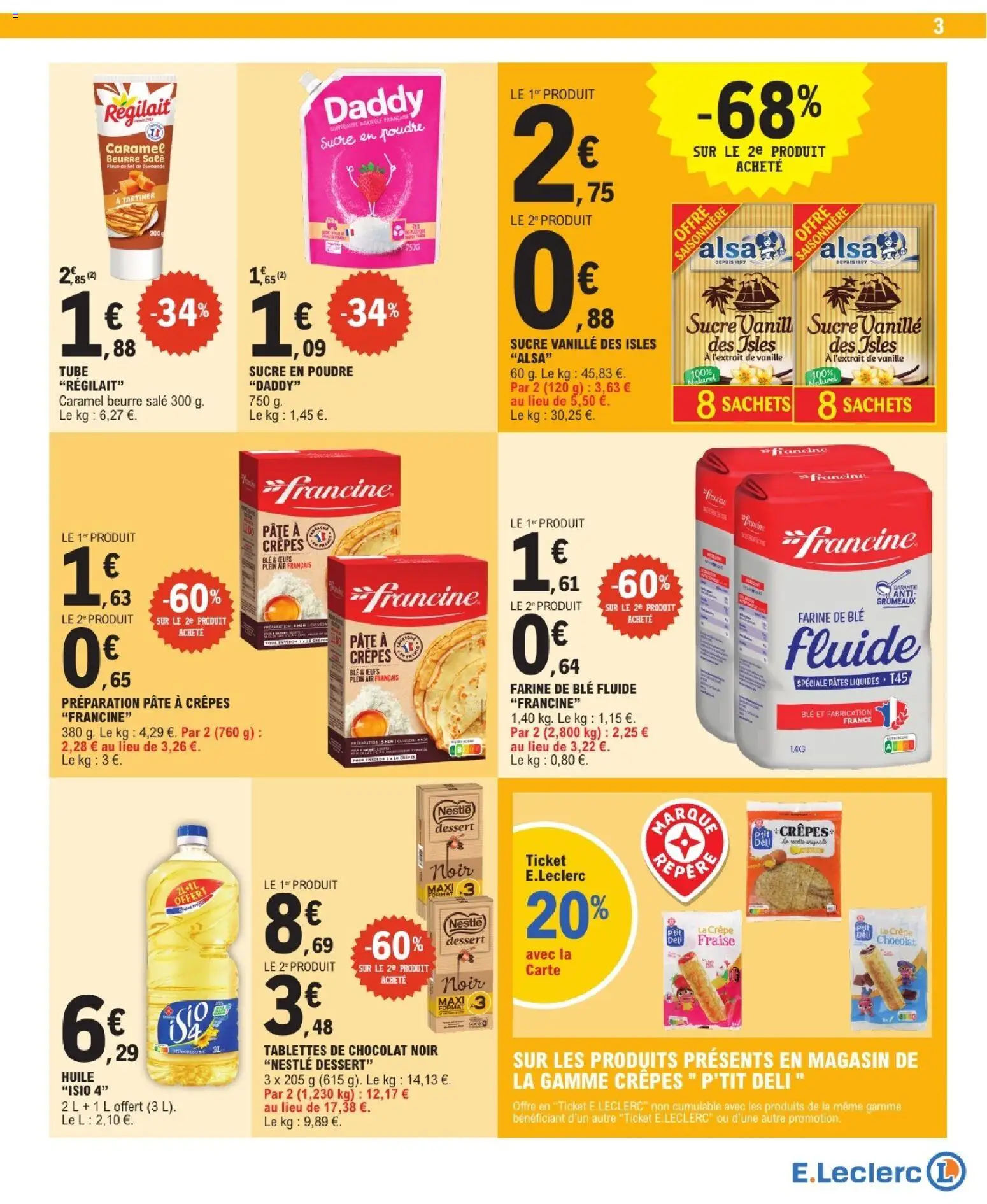 {H1} | Page: 3 | Produits: Farine de ble, Sucre en poudre, Beurre, Huile