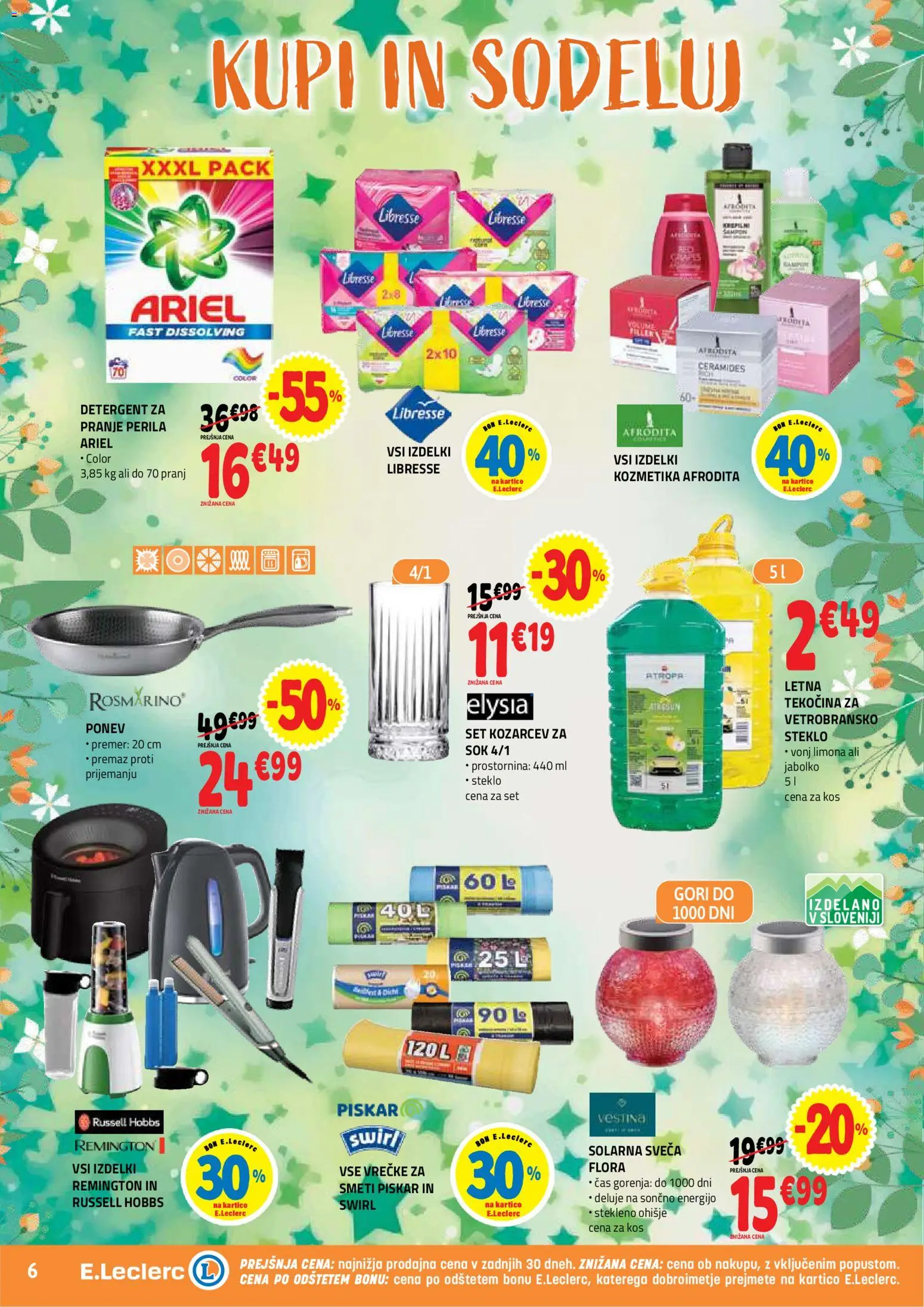 Novi E.leclerc katalog ponudbe – veljaven od 08.04.2026 | Stran: 6 | Izdelki: Sveča, Kos, Detergent, Limona