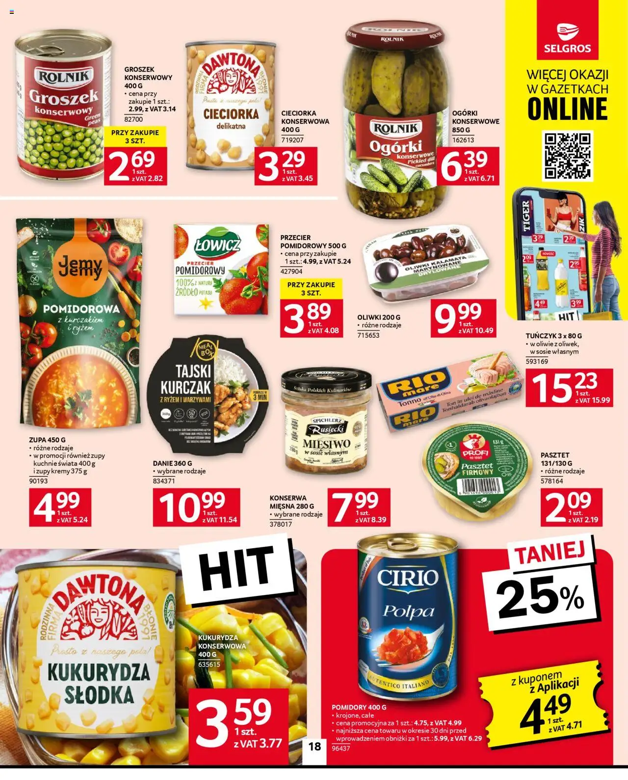Selgros cash&carry Gazetka od 14.08.2025 | Strona: 18 | Produkty: Groszek, Kukurydza, Groszek konserwowy, Pomidory