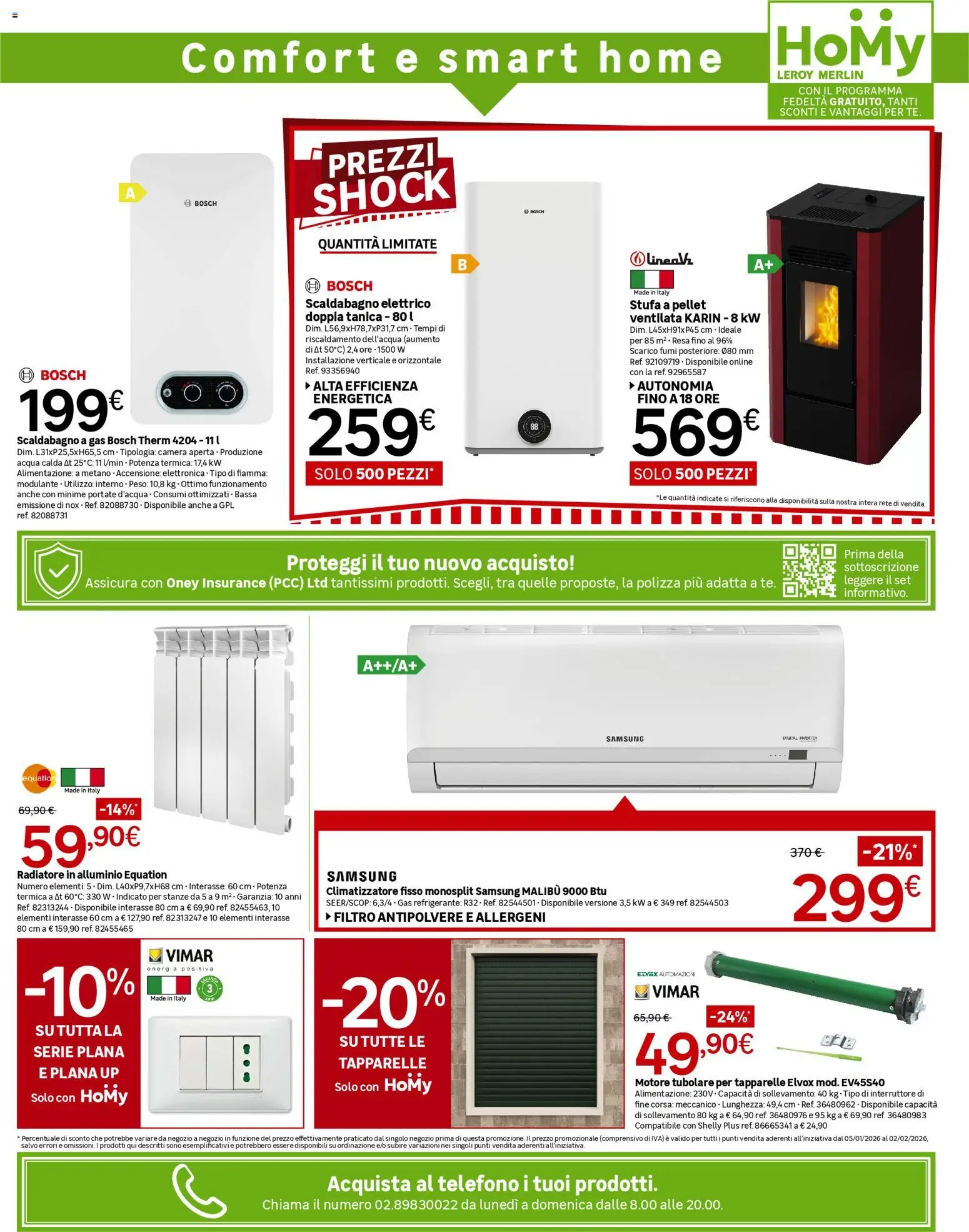 Volantino Leroy Merlin del 05.01.2026 | Pagina: 3 | Prodotti: Climatizzatore, Pellet, Stufa a pellet, Samsung