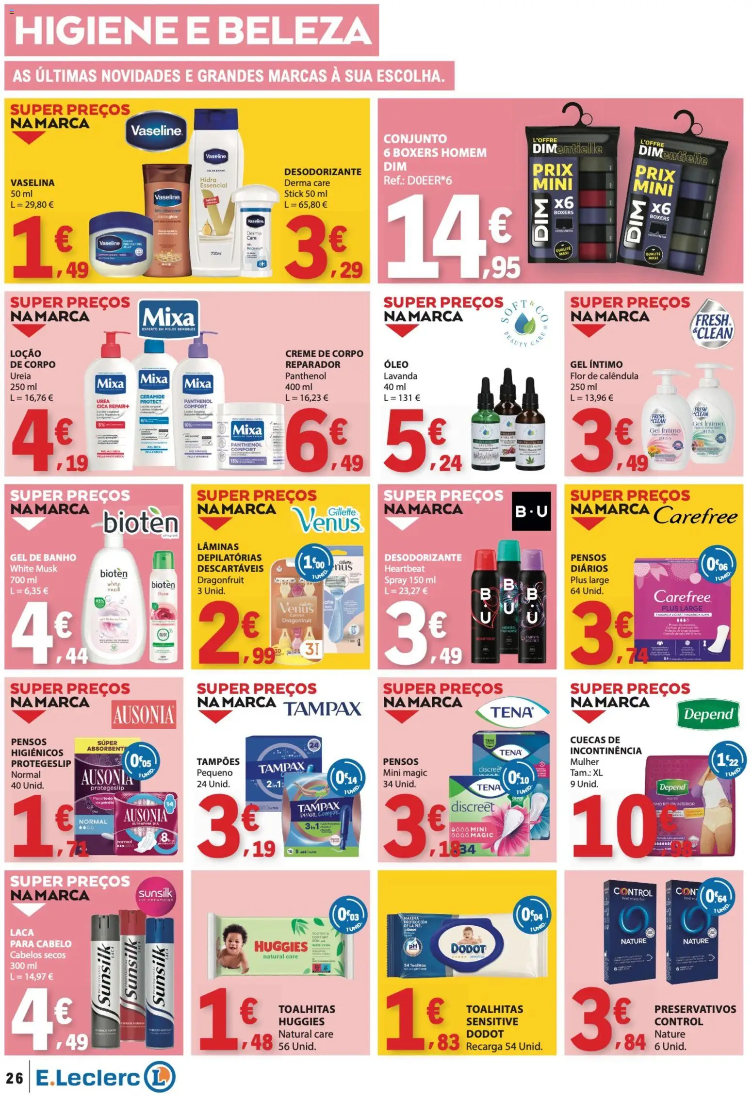 E.Leclerc folheto │ válido de 23.04.2026 | Página: 26 | Produtos: Desodorizante, Banho, Óleo, Creme