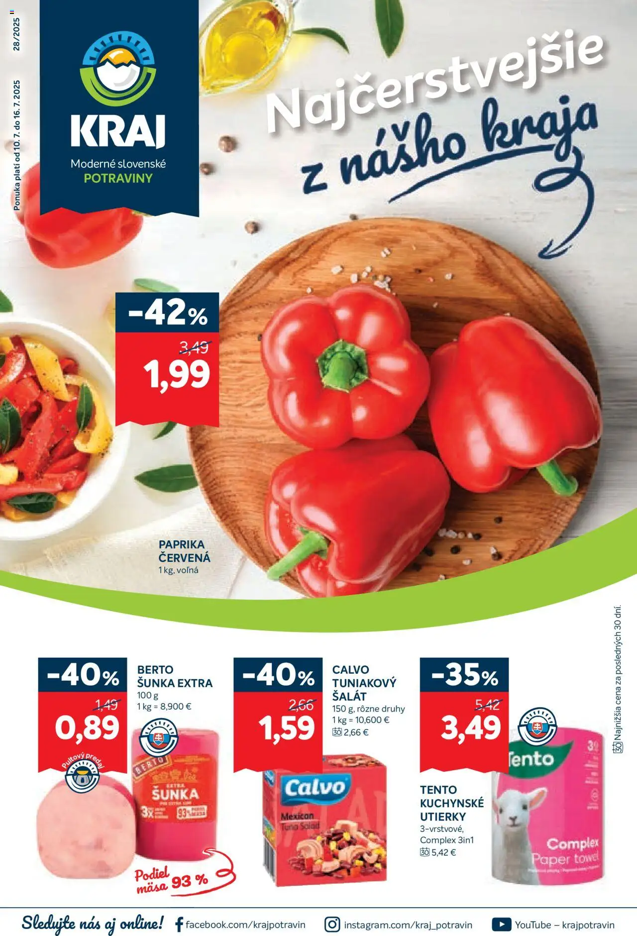 Kraj leták │ platný od 10.07.2025 | Strana: 1 | Produkty: Paprika, Šunka, Šalát
