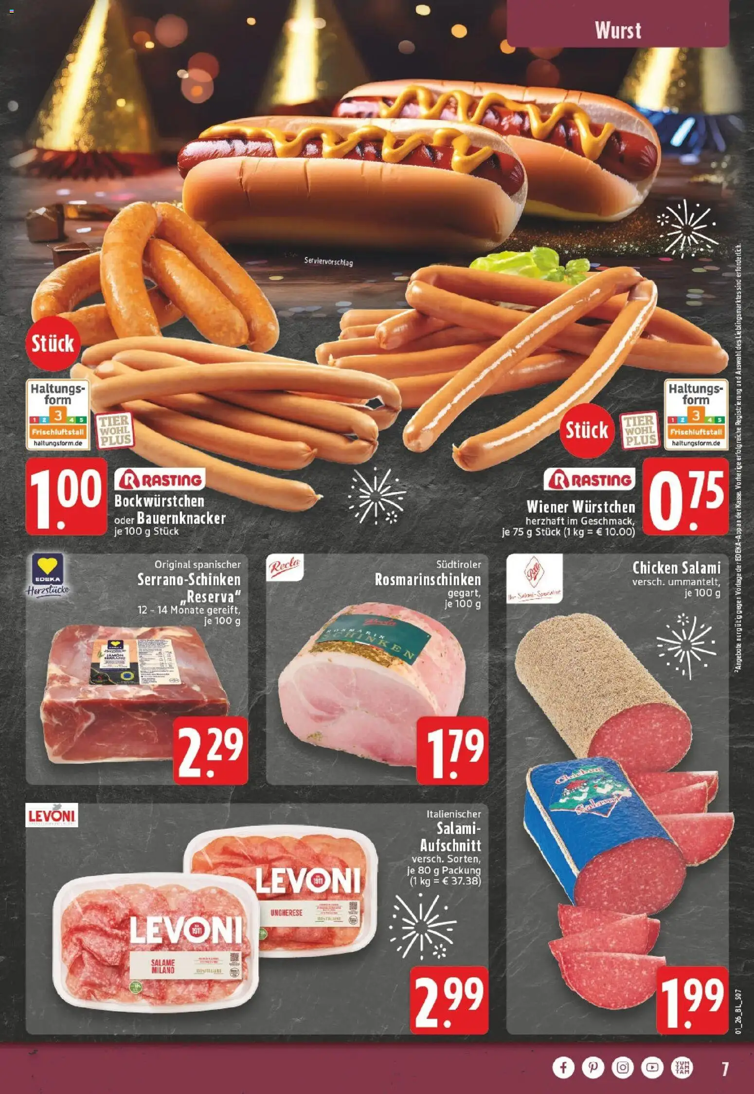 Edeka prospekt Bochum	 – gültig ab 28.12.2025 | Seite: 7 | Produkte: Wiener wurstchen, Wurst, Salami