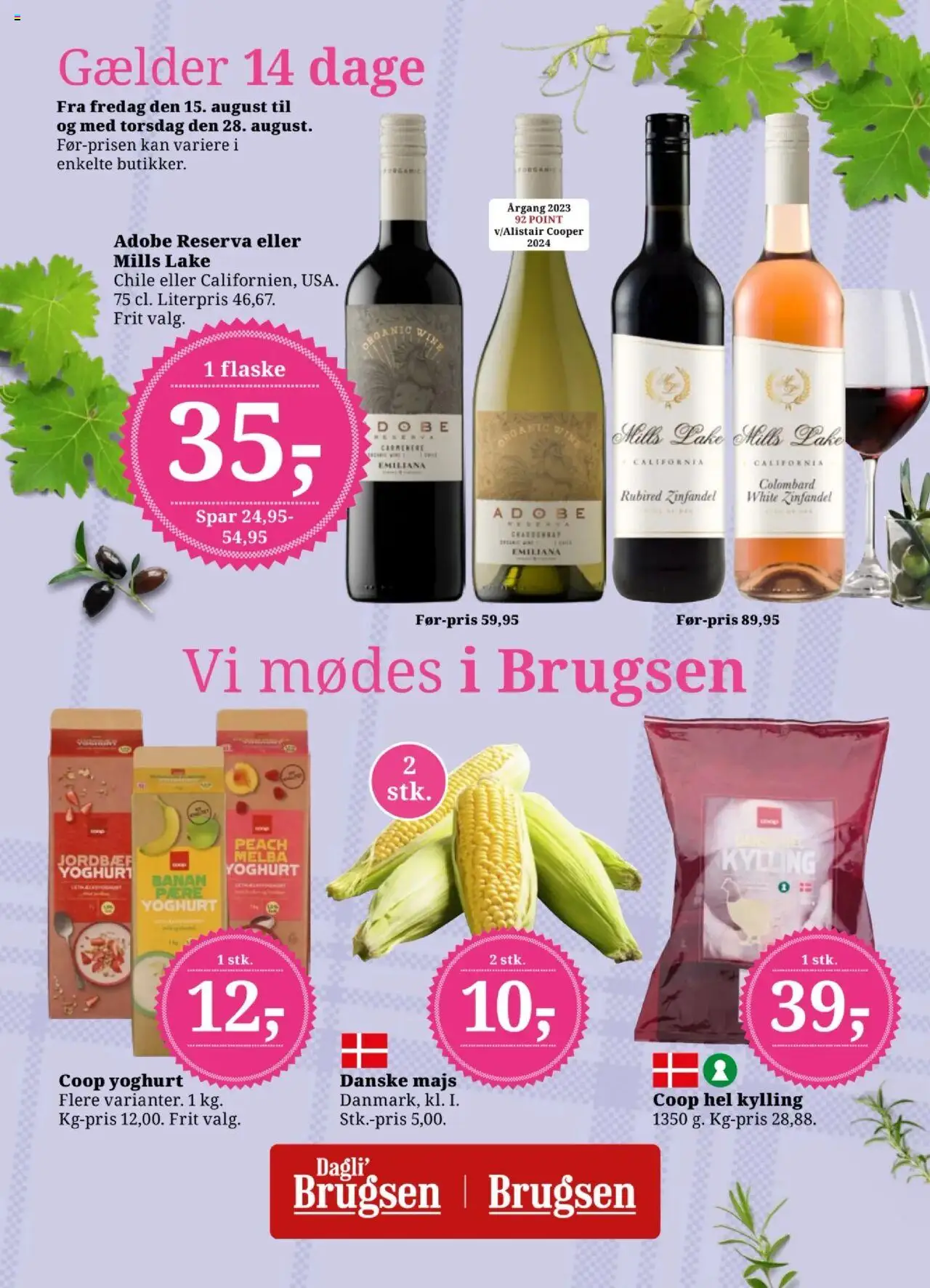 Dagli'Brugsen Tilbudsavis gyldig fra 15.08.2025 | Side: 1 | Produkter: Yoghurt, Jordbær, Majs