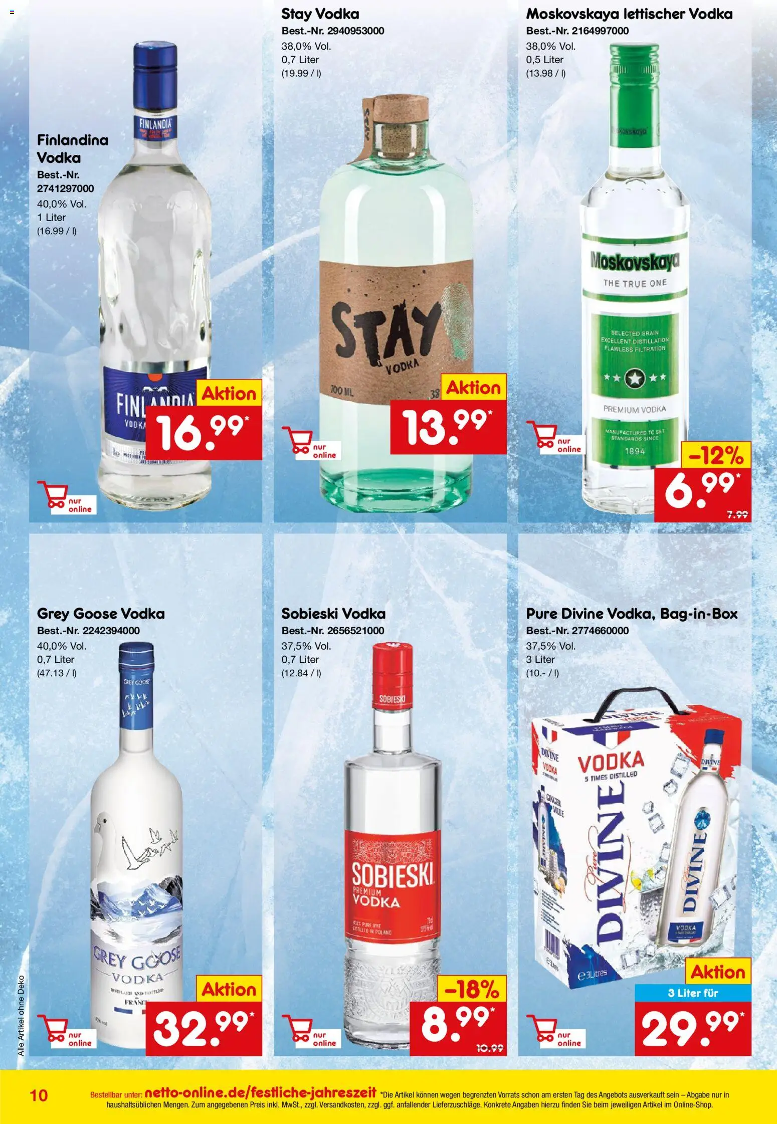 Netto Marken-Discount Online-Sonderangebote Sekt, Wein und Spiritousen – gültig ab 01.12.2025 | Seite: 10 | Produkte: Vodka