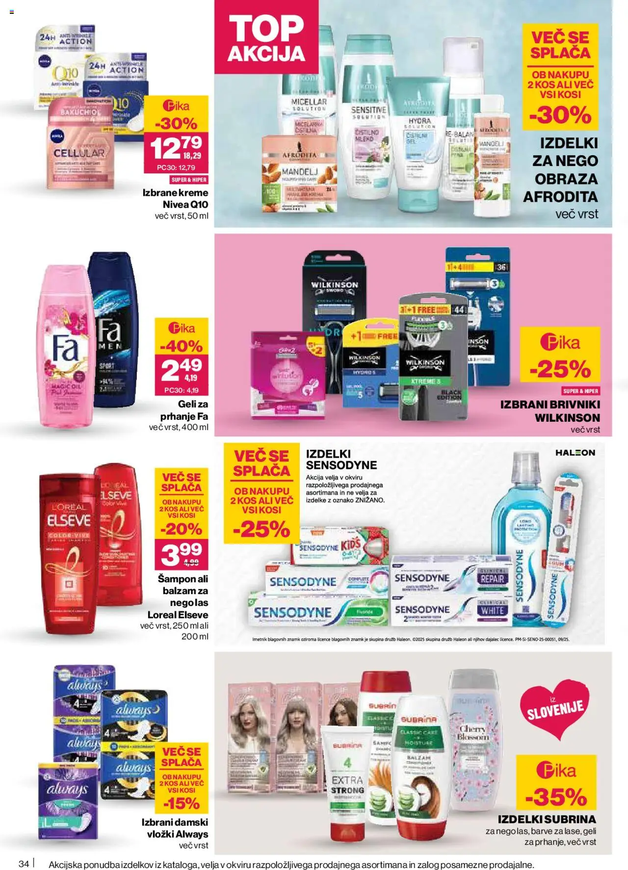Novi Mercator katalog ponudbe – veljaven od 09.10.2025 | Stran: 34 | Izdelki: Vložki, Kos, Sampon