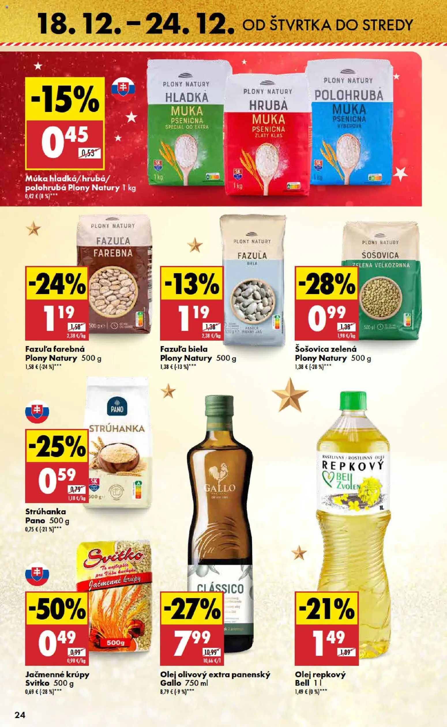 Nové Biedronka akcie – leták je platný od 18.12.2025 | Strana: 24 | Produkty: Olej, Fazuľa, Šošovica, Múka
