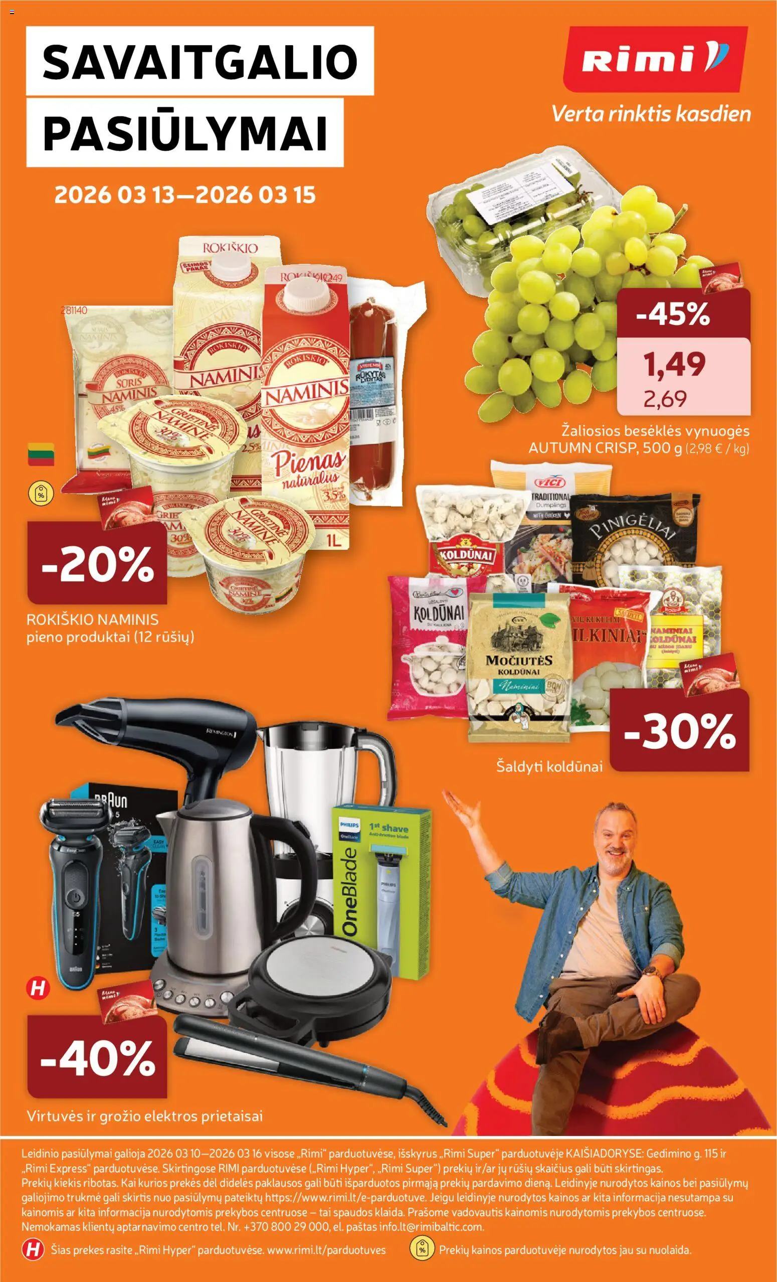 Rimi akcijos nuo 10.03.2026 | Puslapis: 44 | Prekių: Vynuogės, Pienas, Grietinė