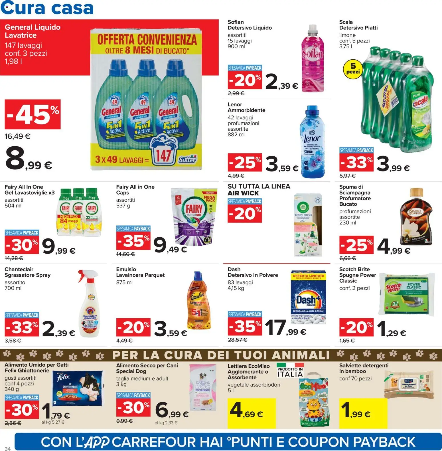 Volantino Carrefour del 24.03.2026 | Pagina: 34 | Prodotti: Ammorbidente, Sgrassatore, Limone, Lavatrice