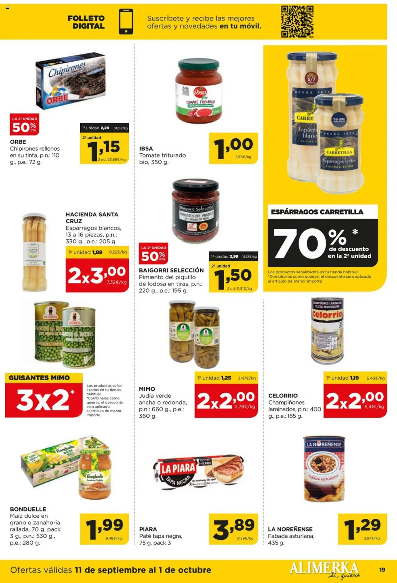 Alimerka folleto Asturias │ válido desde el 11.09.2025 | Página: 19 | Productos: Paté, Νερό καρύδας, Κάδος απορρυμάτων, Tomate triturado