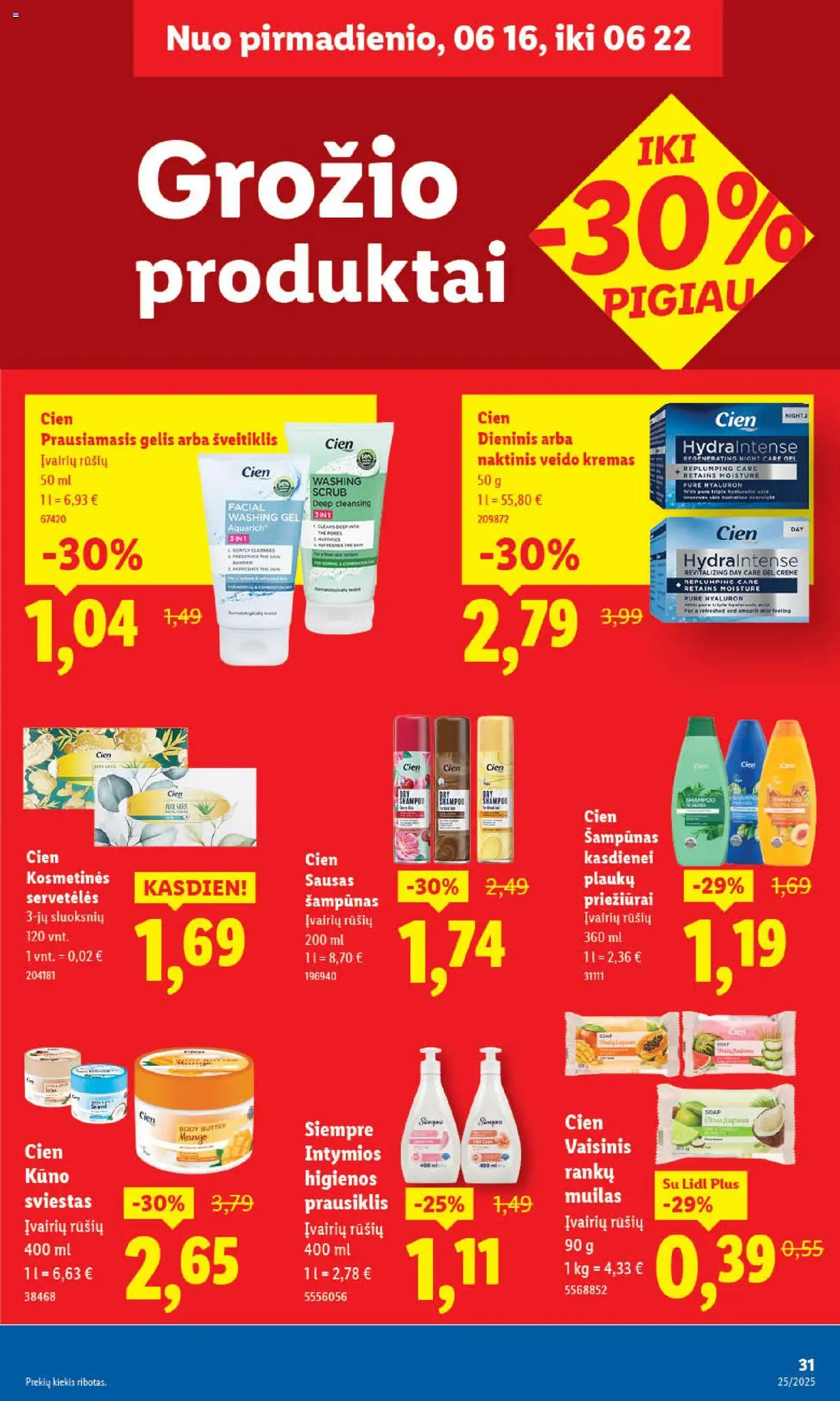 LIDL leidinys│galioja nuo 16.06.2025 | Puslapis: 31 | Prekių: Kremas, Sviestas, Muilas, Prausiklis
