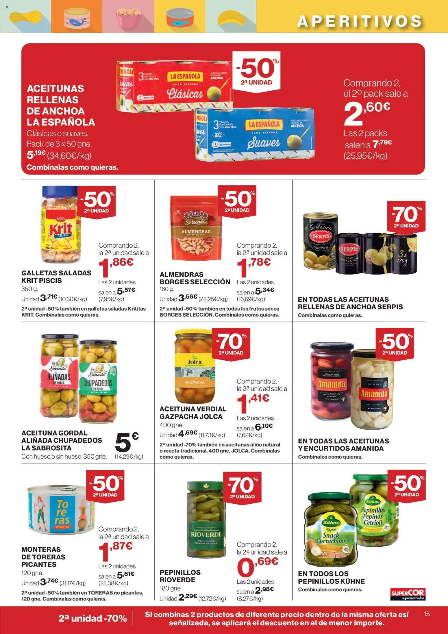 Supercor folleto │ válido desde el 09.04.2026 | Página: 15 | Productos: Frutos secos, Galletas, Pepinos, Anchoa