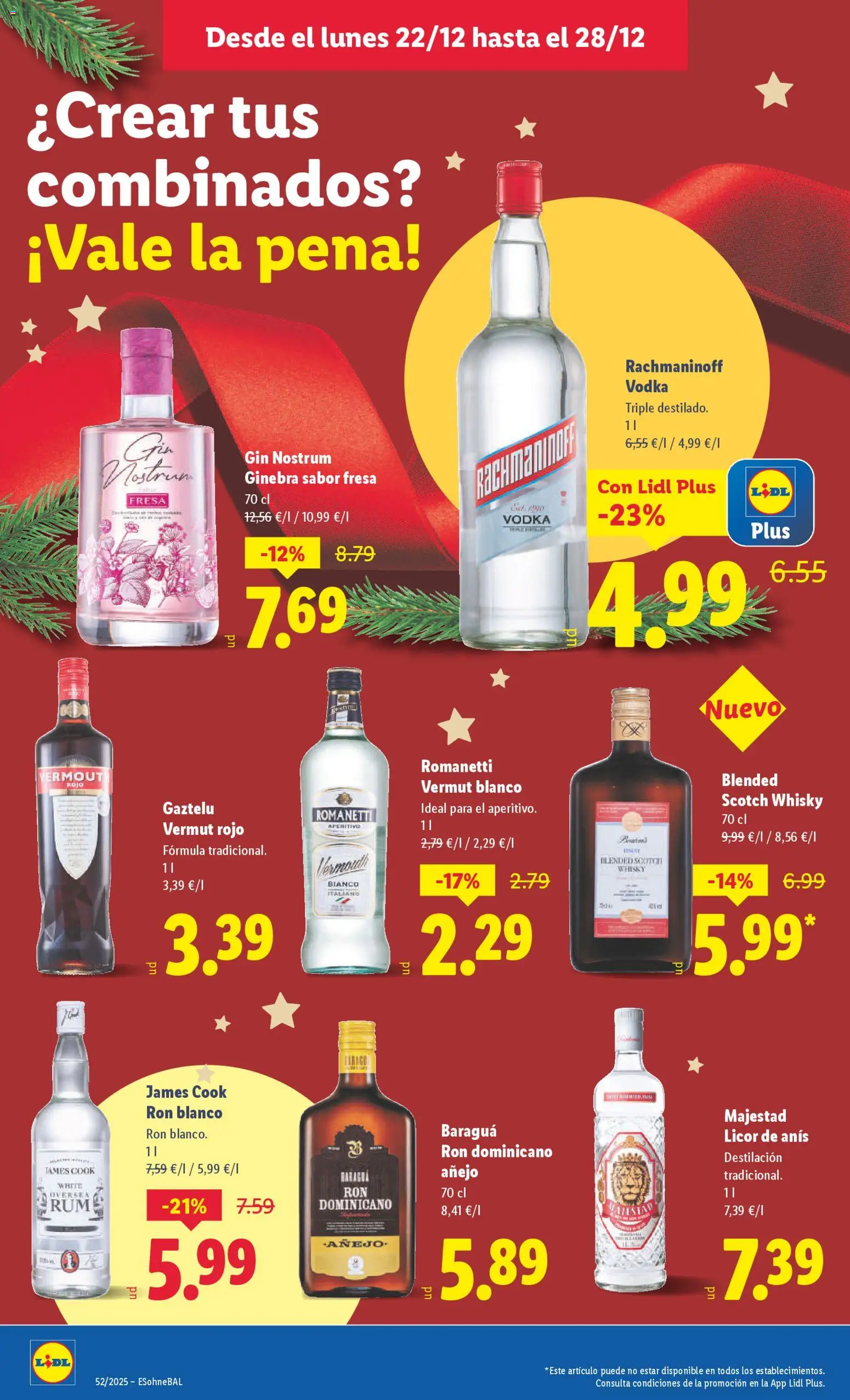 Lidl folleto │ válido desde el 22.12.2025 | Página: 28 | Productos: Ron, Ginebra, Whisky, Μανέστρα