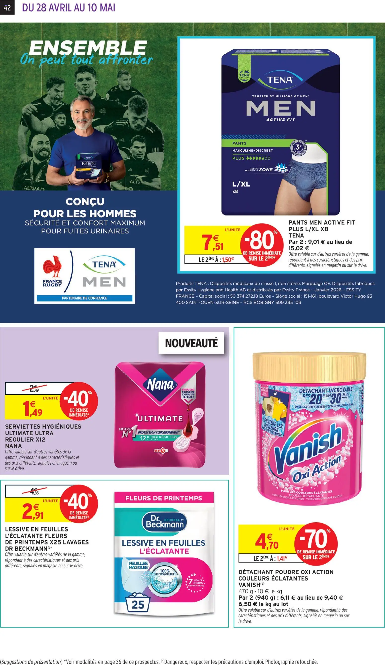 {H1} | Page: 34 | Produits: Tena Pants, Poudre, Détachant, Détergent