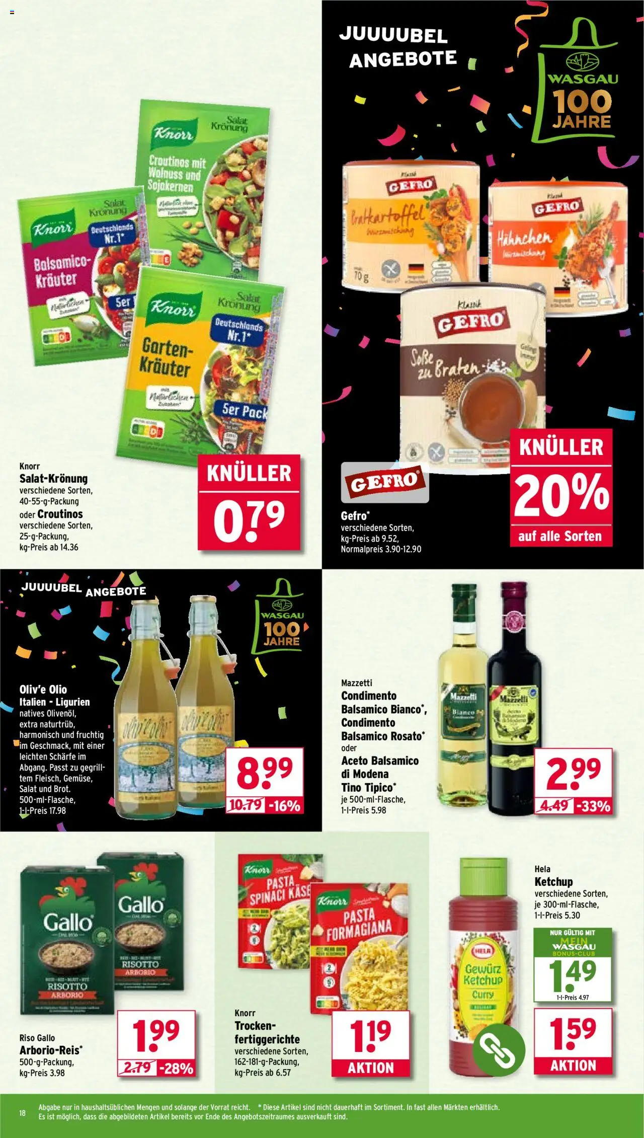 Wasgau Prospekt 	 - gültig ab dem 11.08.2025 | Seite: 18 | Produkte: Hahnchen, Käse, Balsamico, Knorr