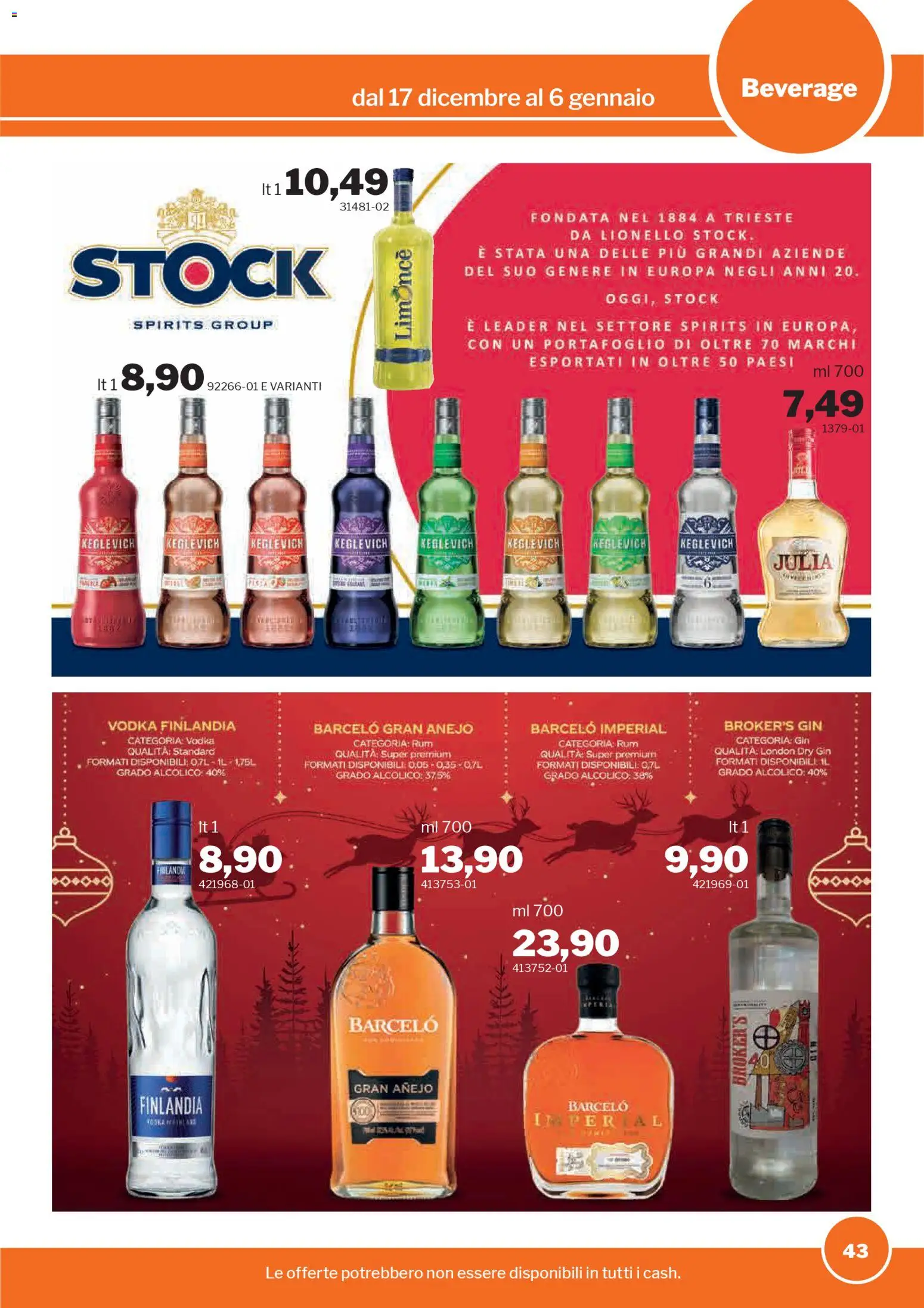 Volantino Sogegross del 17.12.2025 | Pagina: 43 | Prodotti: Gin, Vodka, Portafoglio, Rum