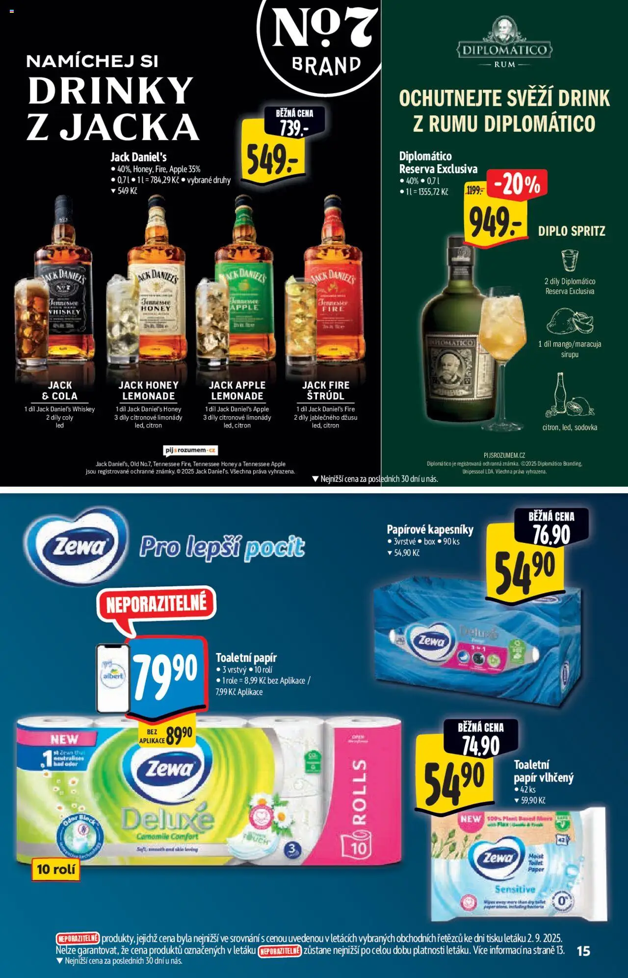 Albert katalog - Supermarket od 10.09.2025 | Strana: 15 | Produkty: Whiskey, Deluxe, Jack Daniel's Apple, Jack Daniel’s
