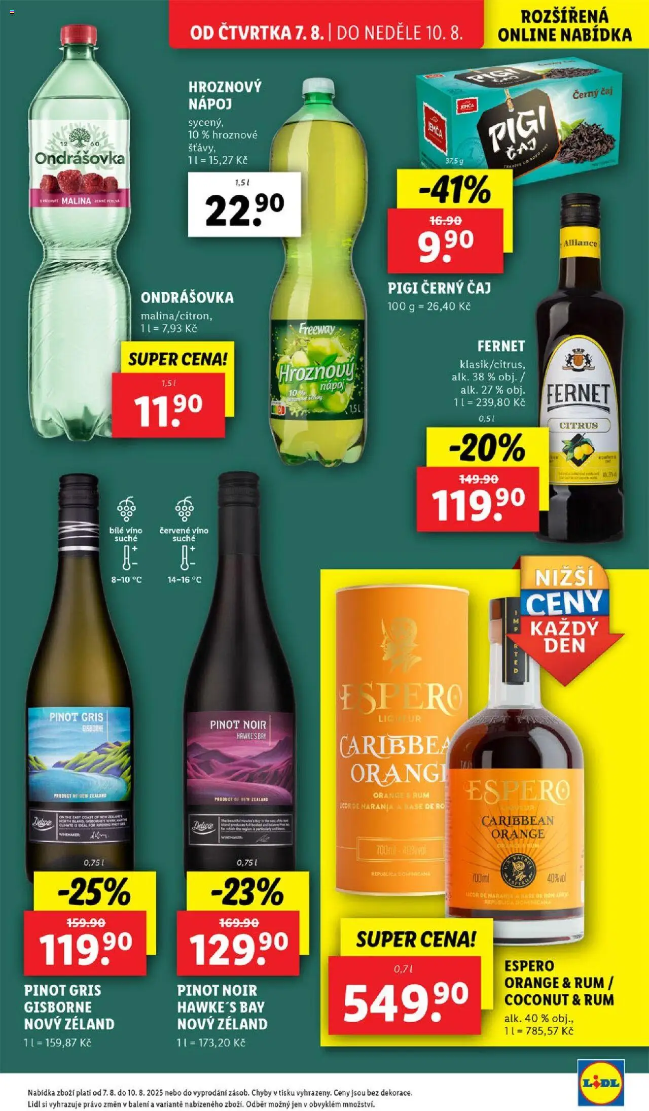 Lidl leták od 07.08.2025 | Strana: 29 | Produkty: Bílé víno, Rum, Červené víno, Pinot Gris