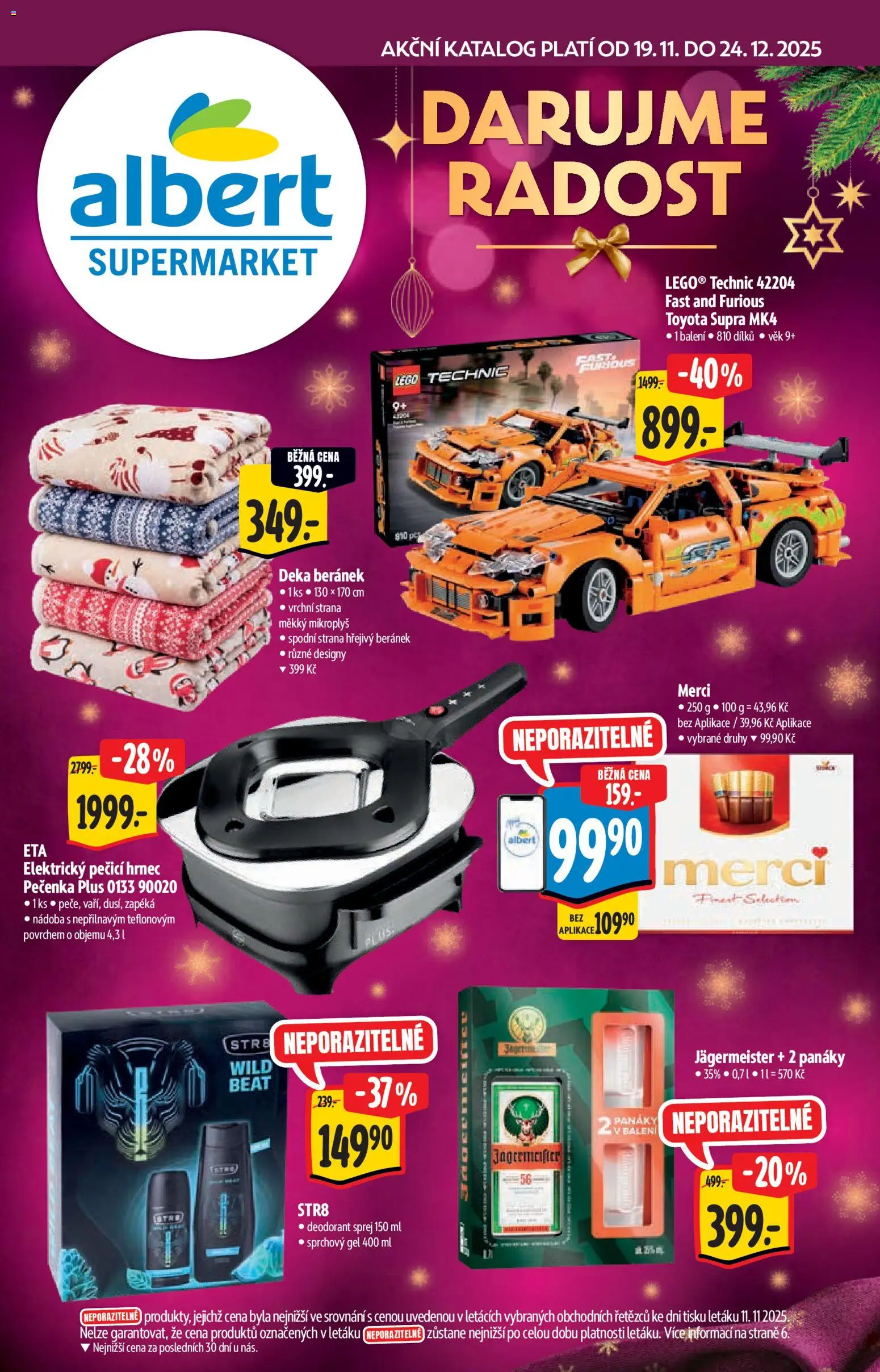 Albert katalog - Supermarket - Vianoce od 19.11.2025 | Strana: 1 | Produkty: Sprchový gel, Deodorant, Jägermeister, Merci
